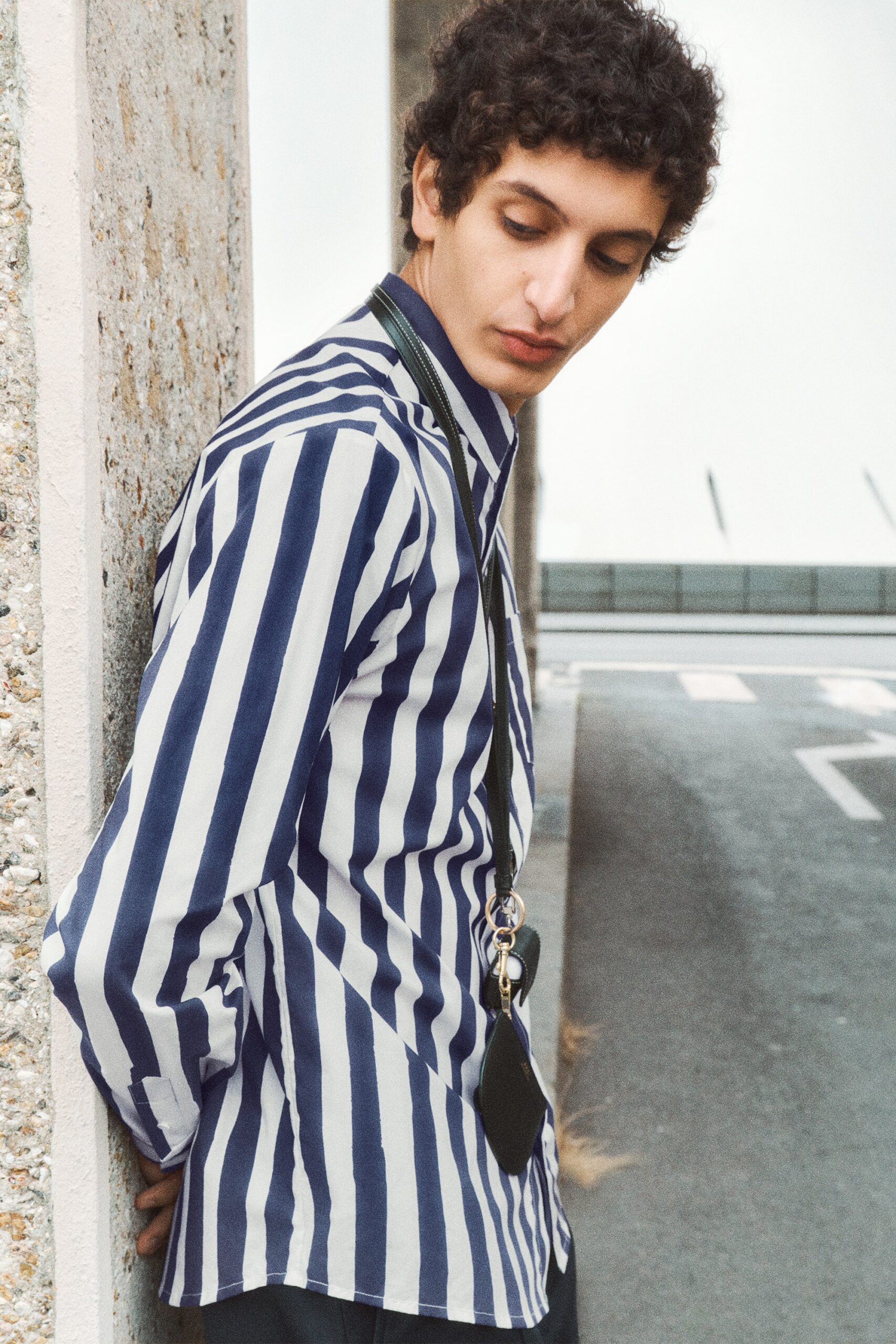 blue and white striped shirt