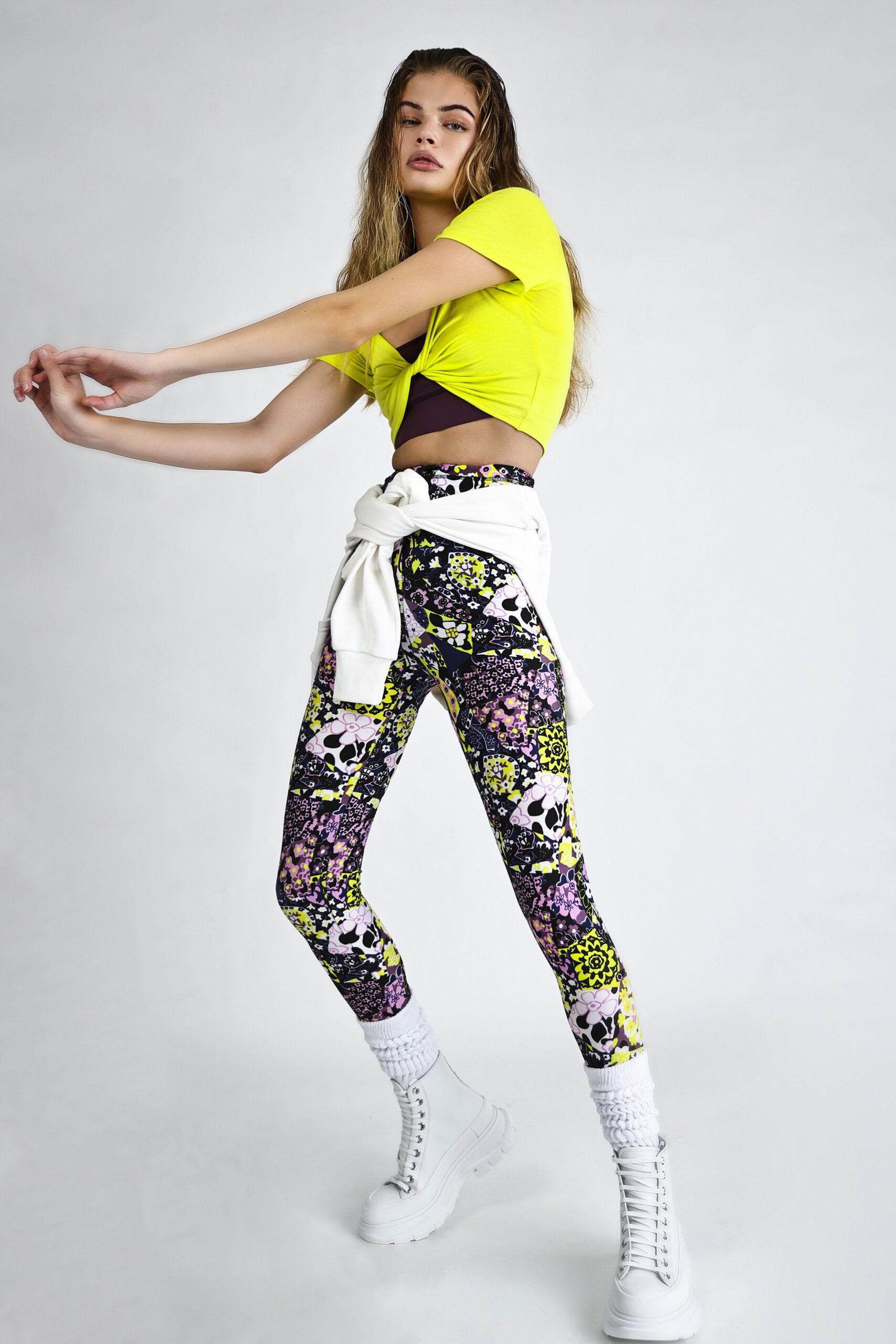 multi fitted printed leggings