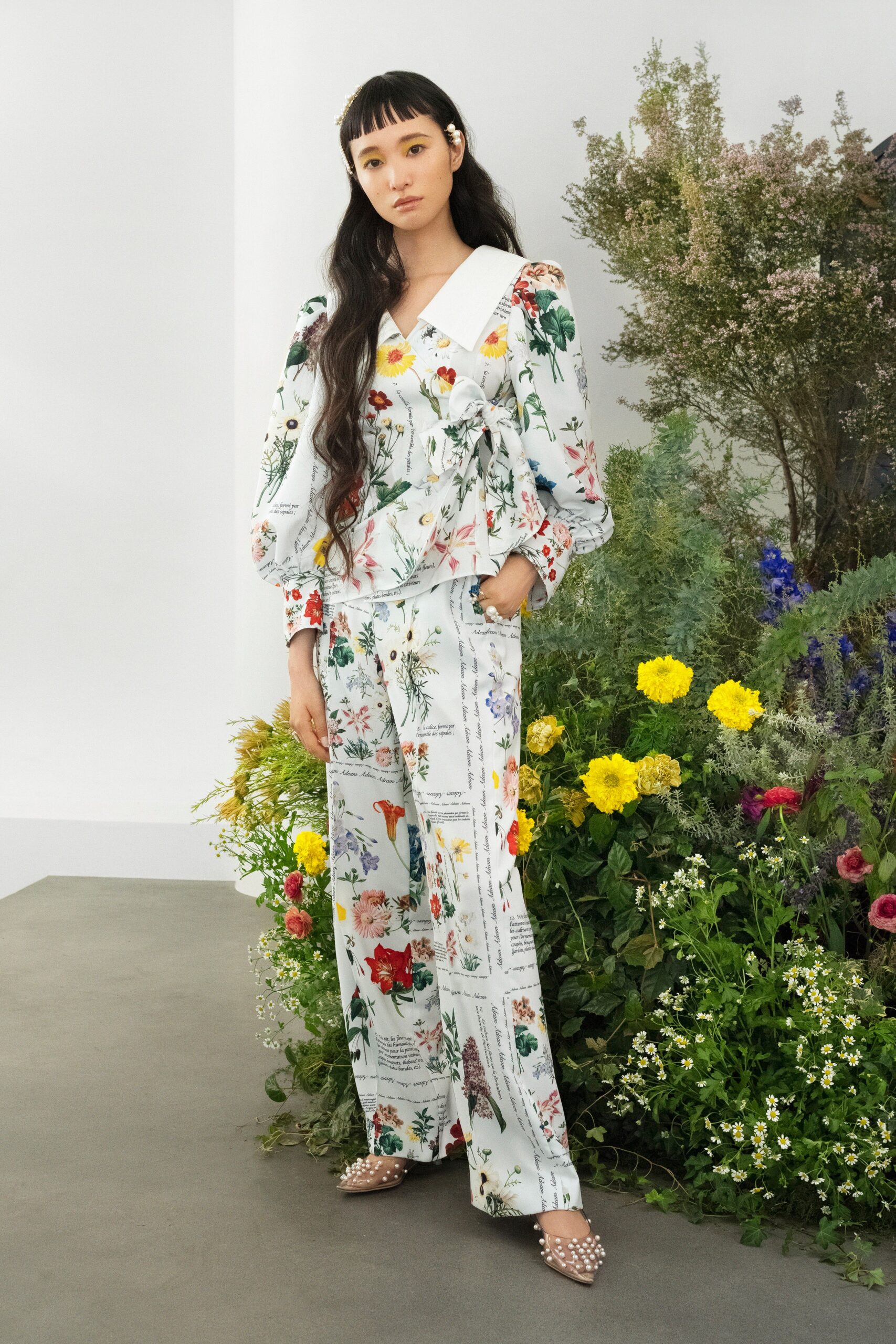 floral white top and pants