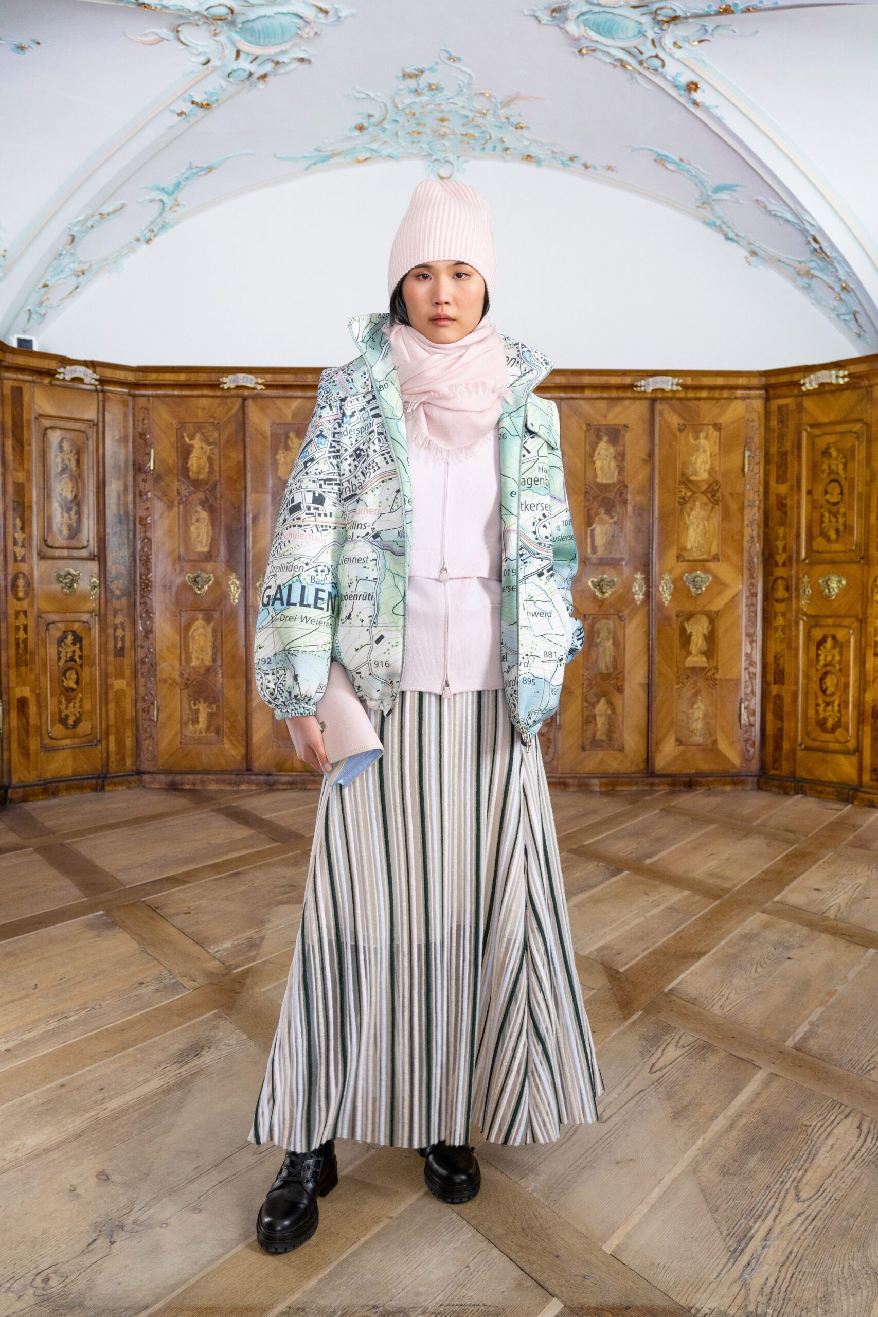 multi vinyl long-sleeve hooded relaxed zippered printed jacket