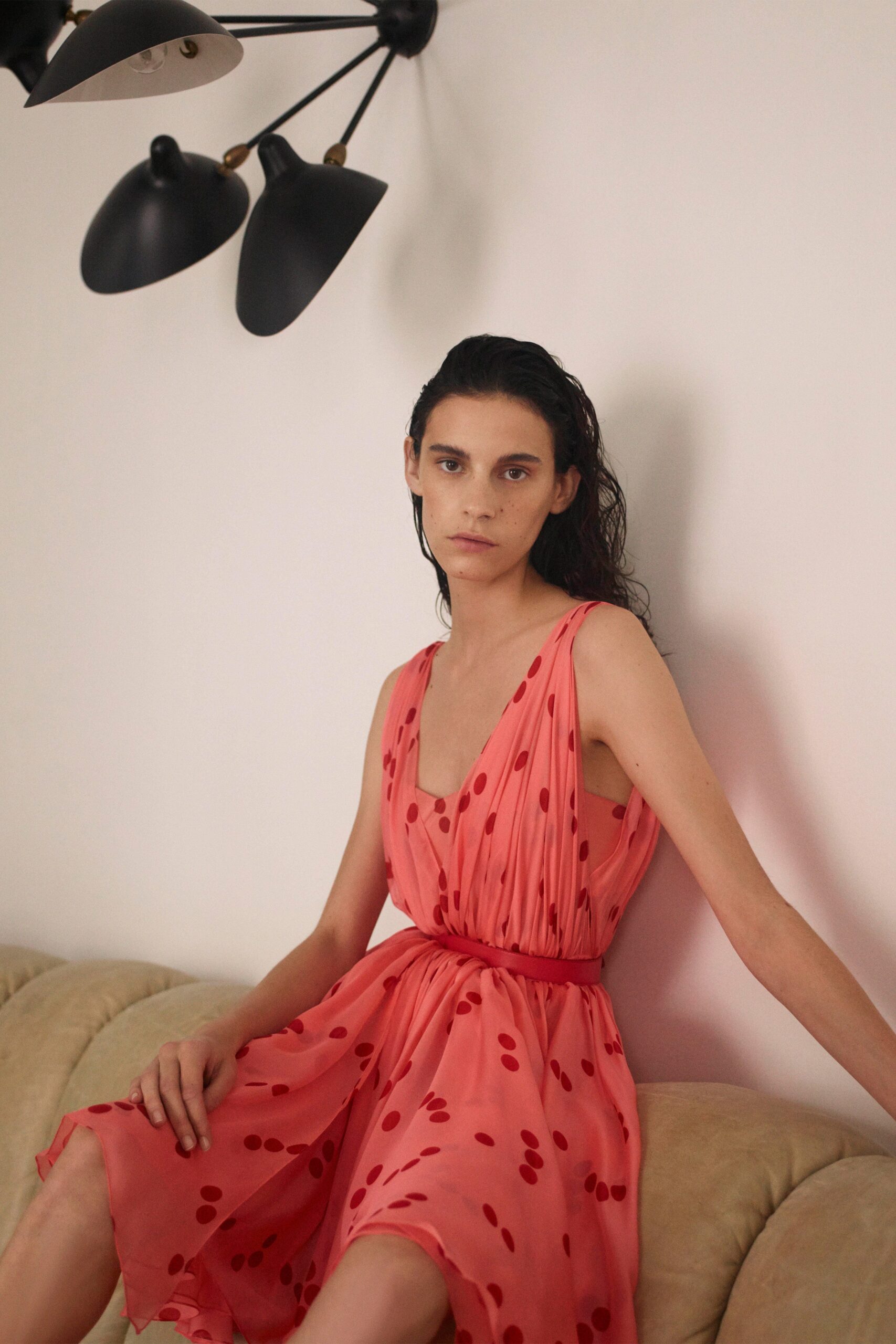 pink silk sleeveless dress