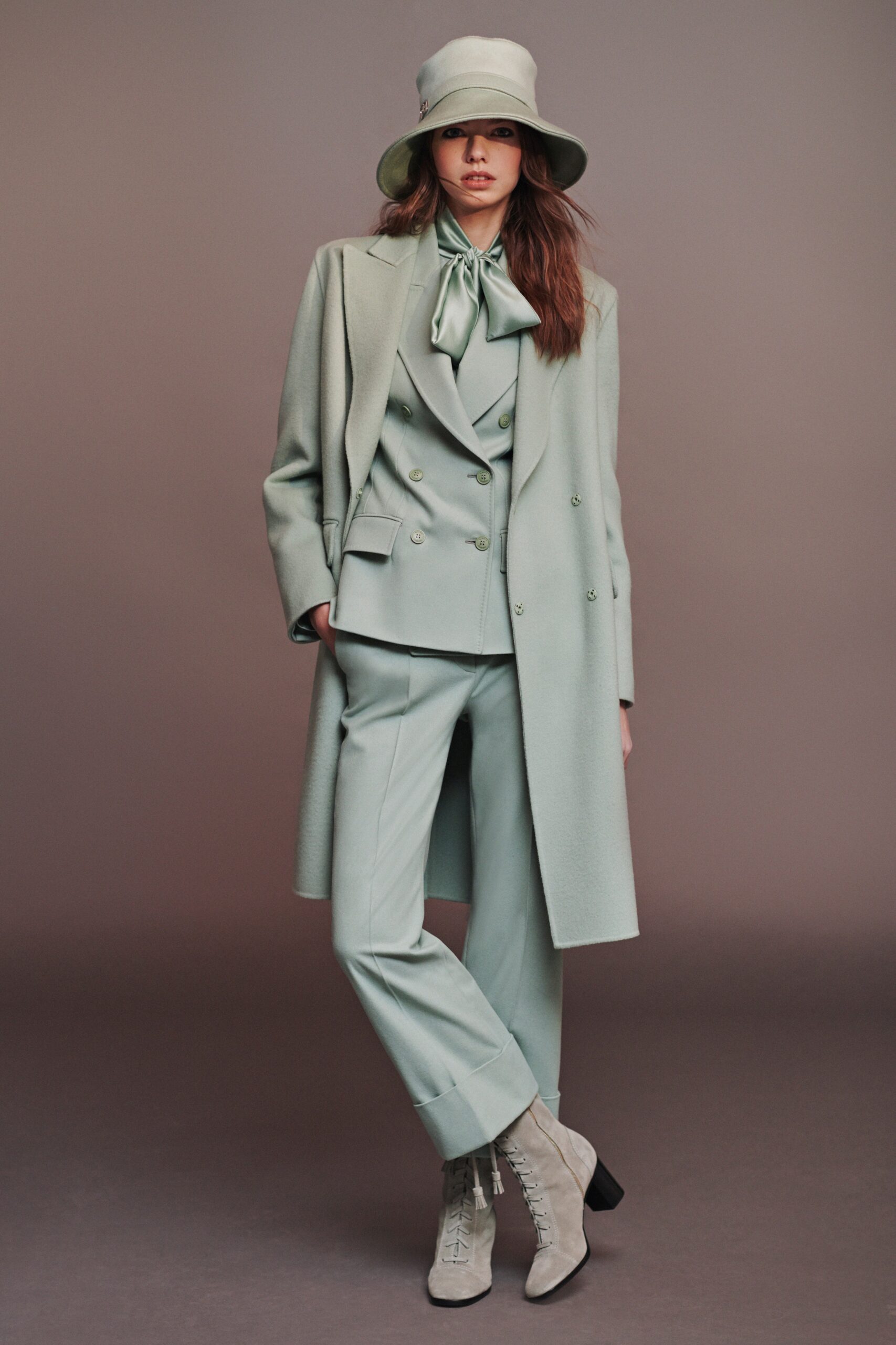 tailored green wool ensemble