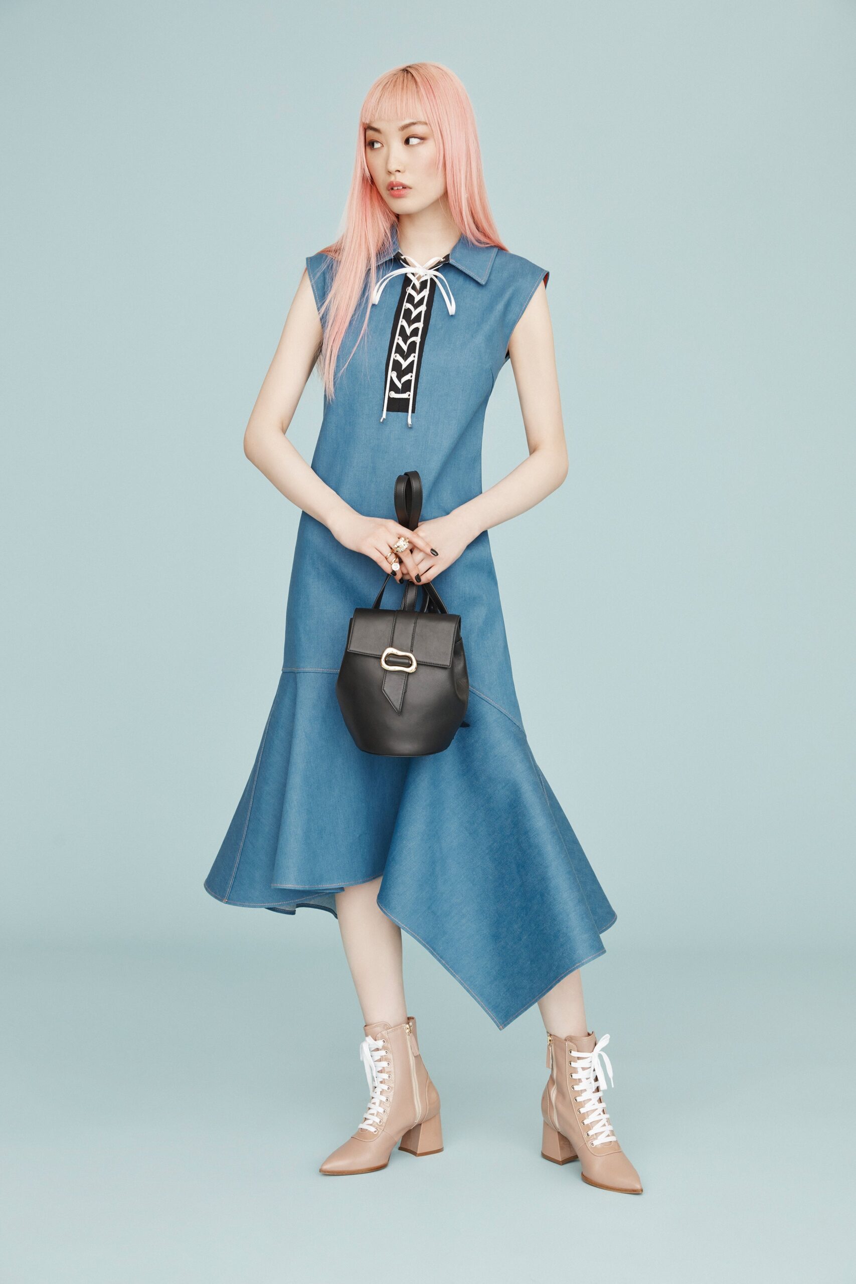 blue denim sleeveless dress