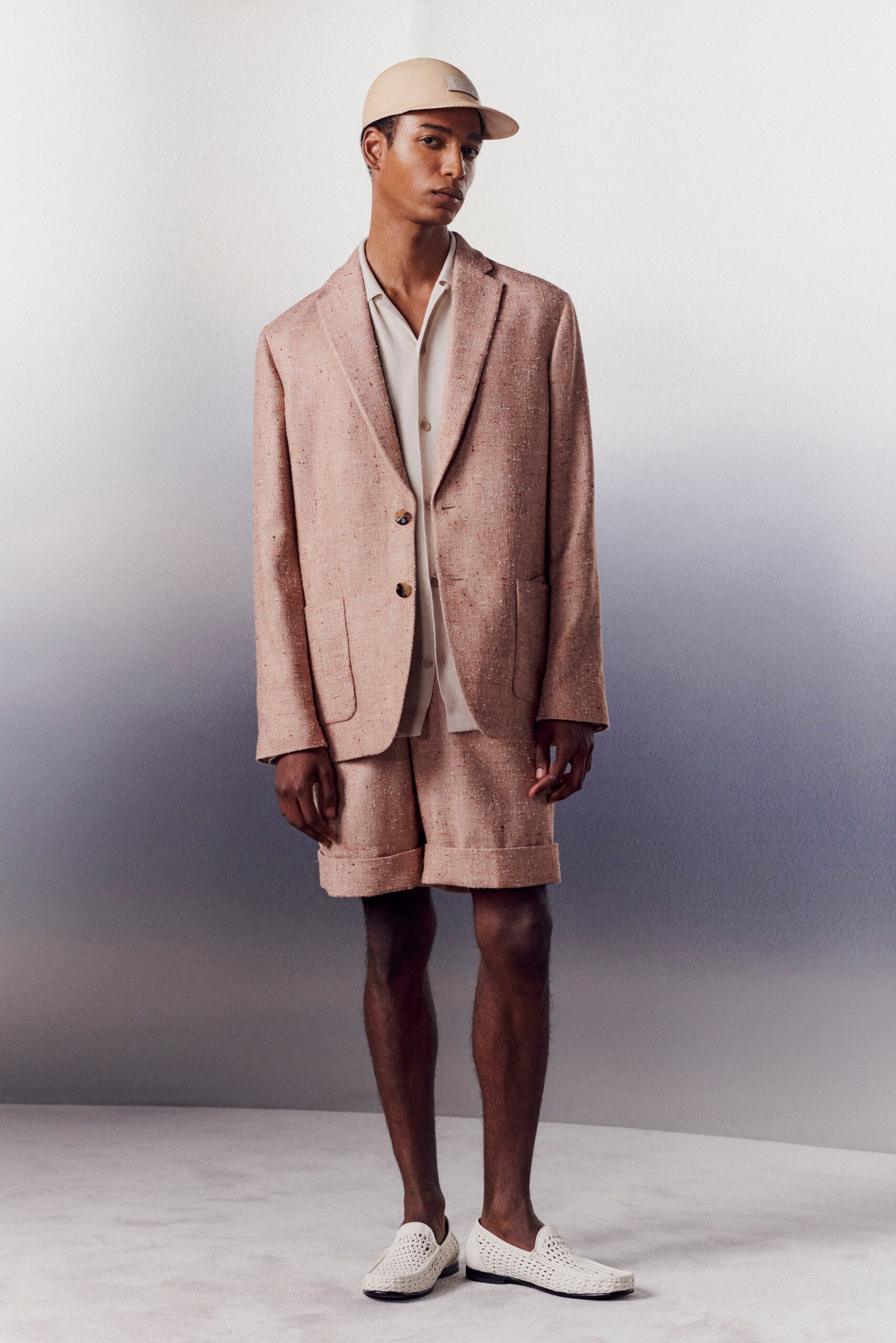 pink blazer with shorts