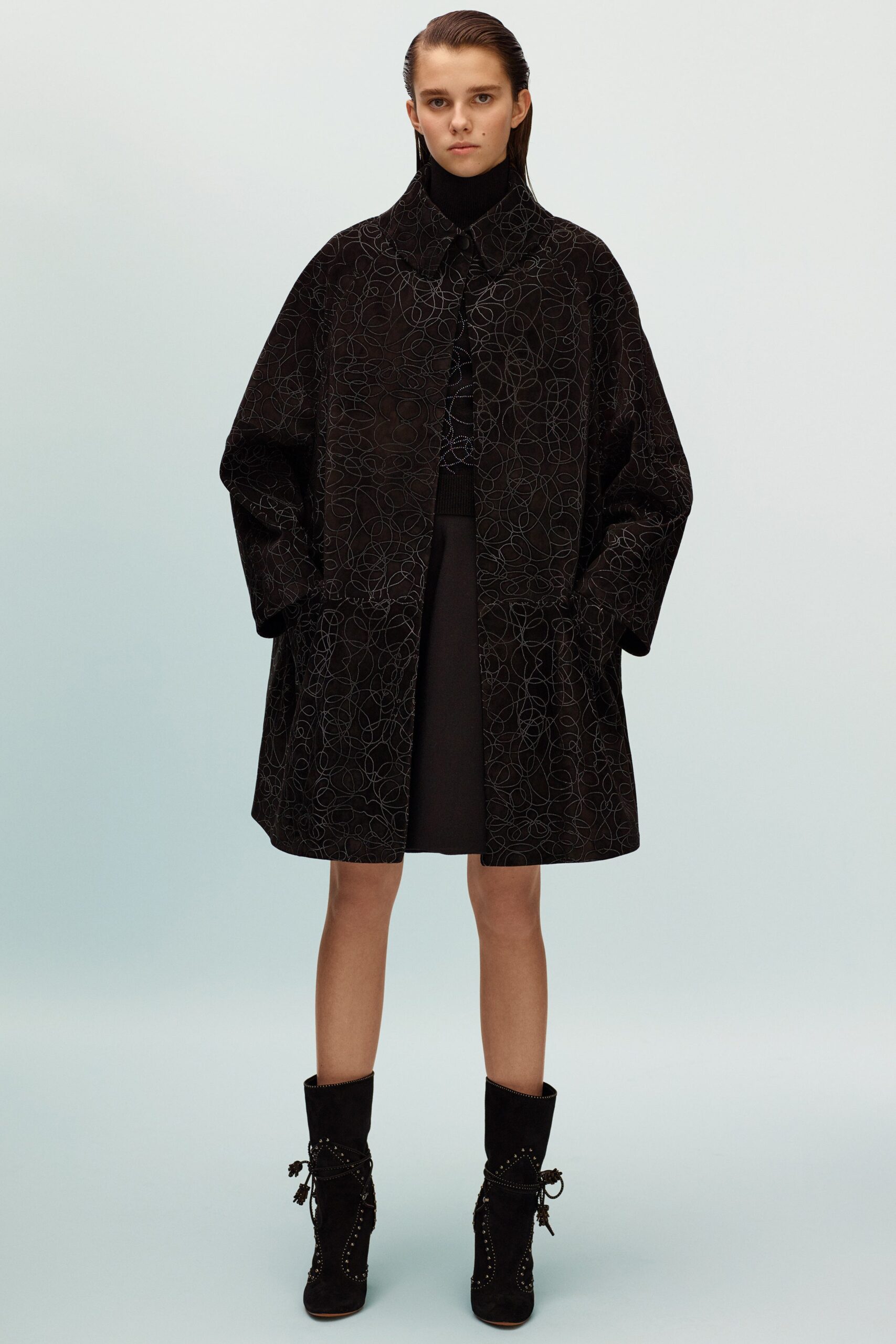 oversized black velvet coat