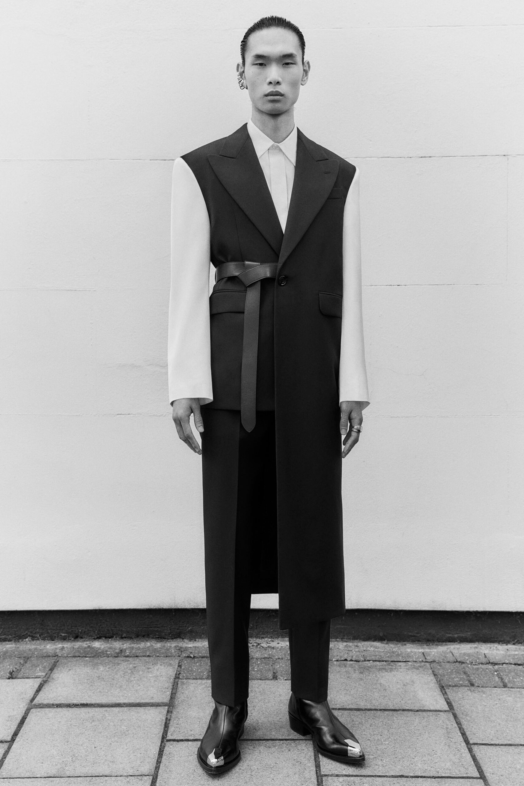 black and white tailored outfit