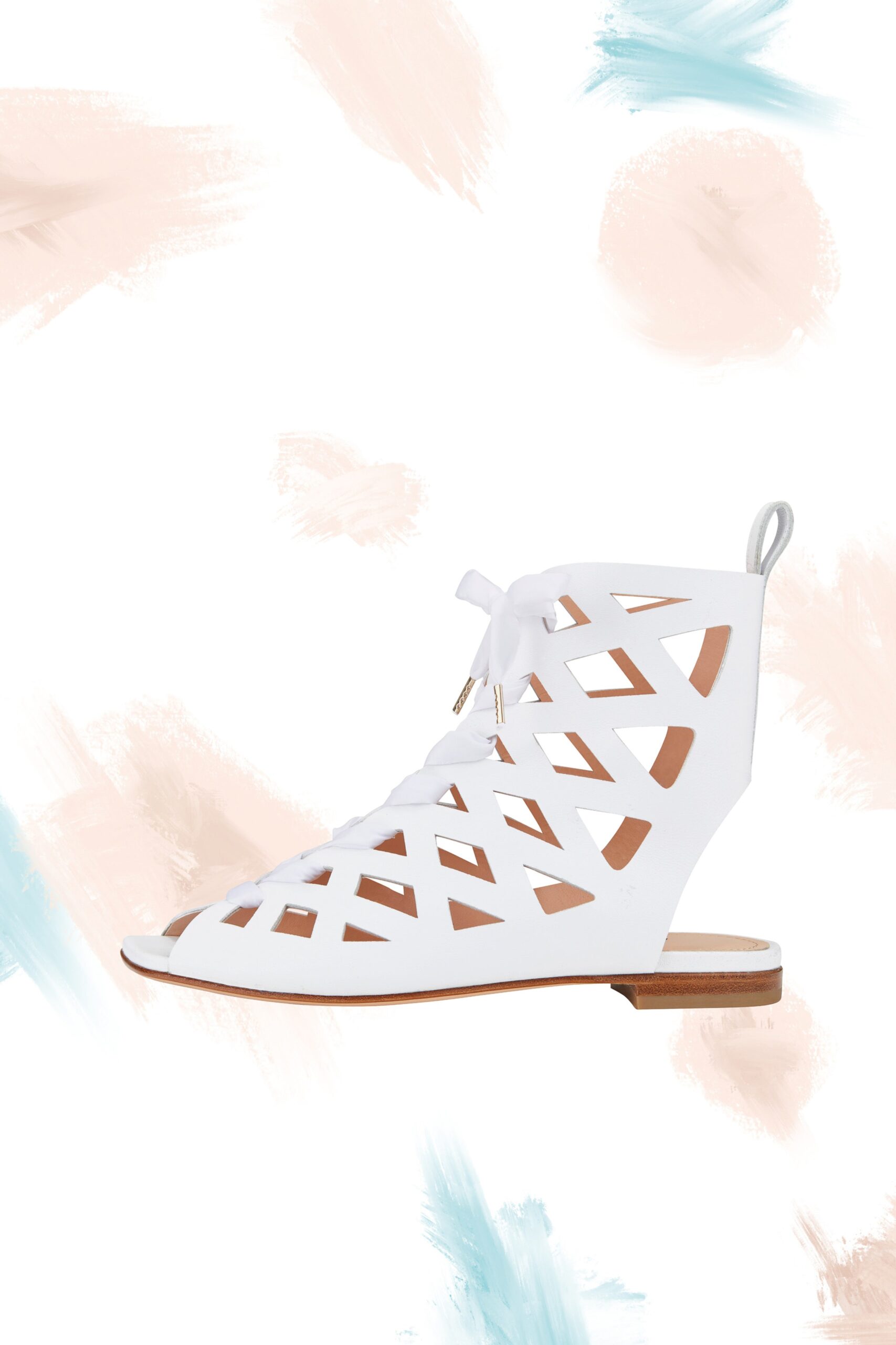 white cutout leather shoes