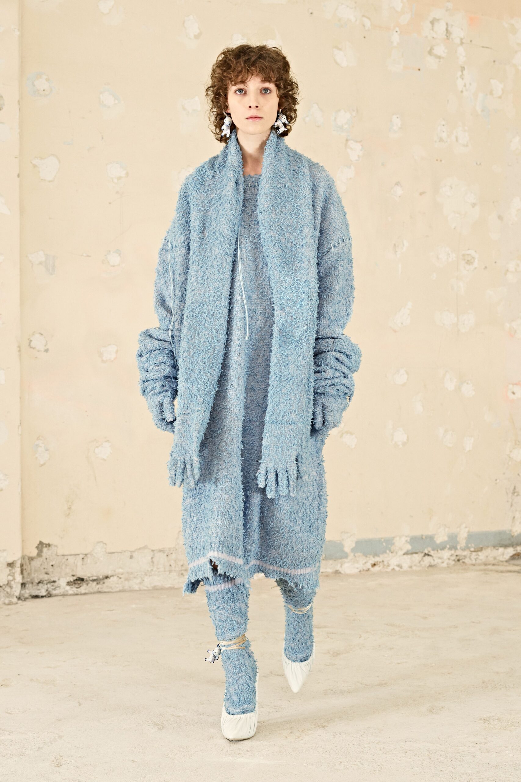 oversized blue wool coat