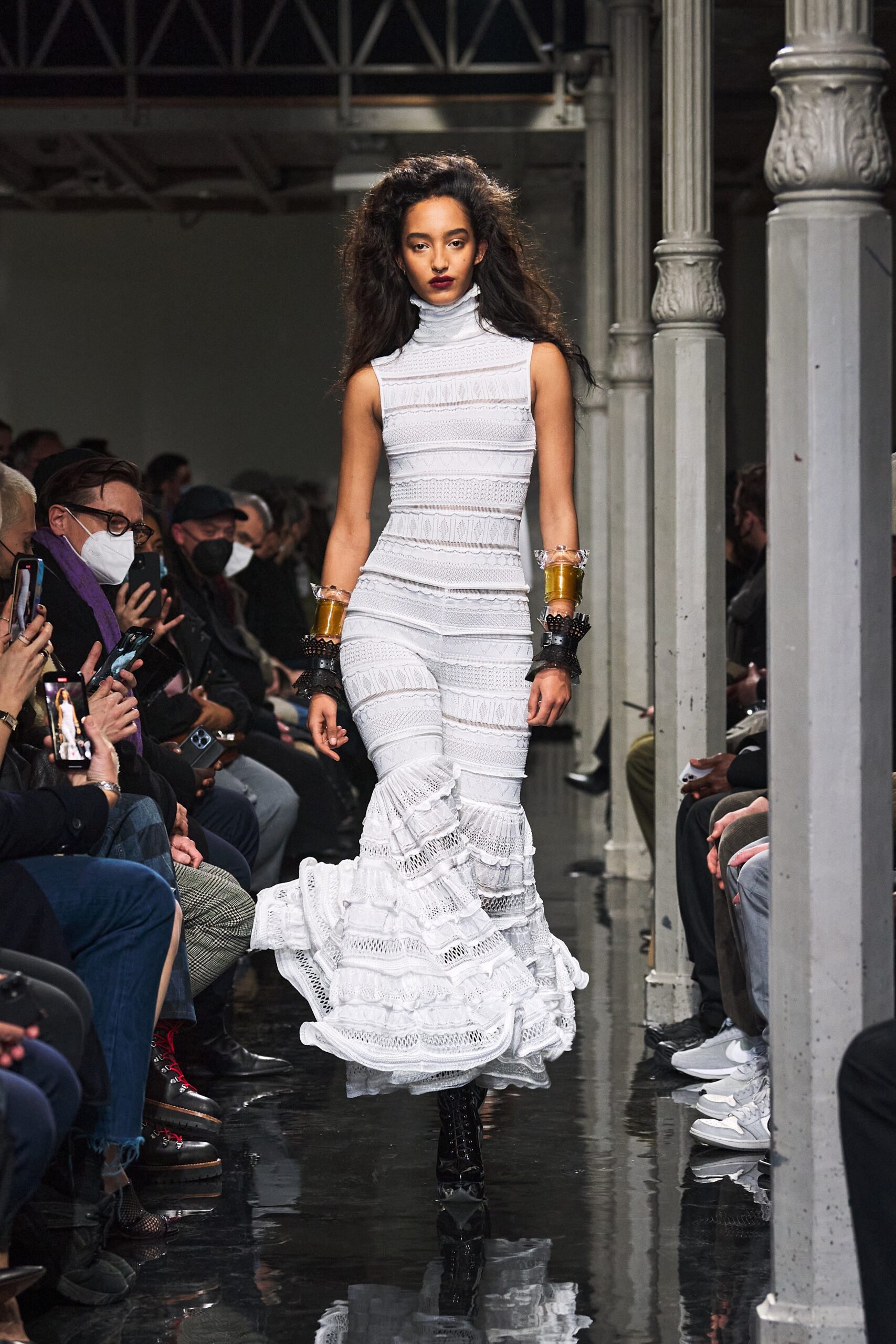 fitted white tiered dress