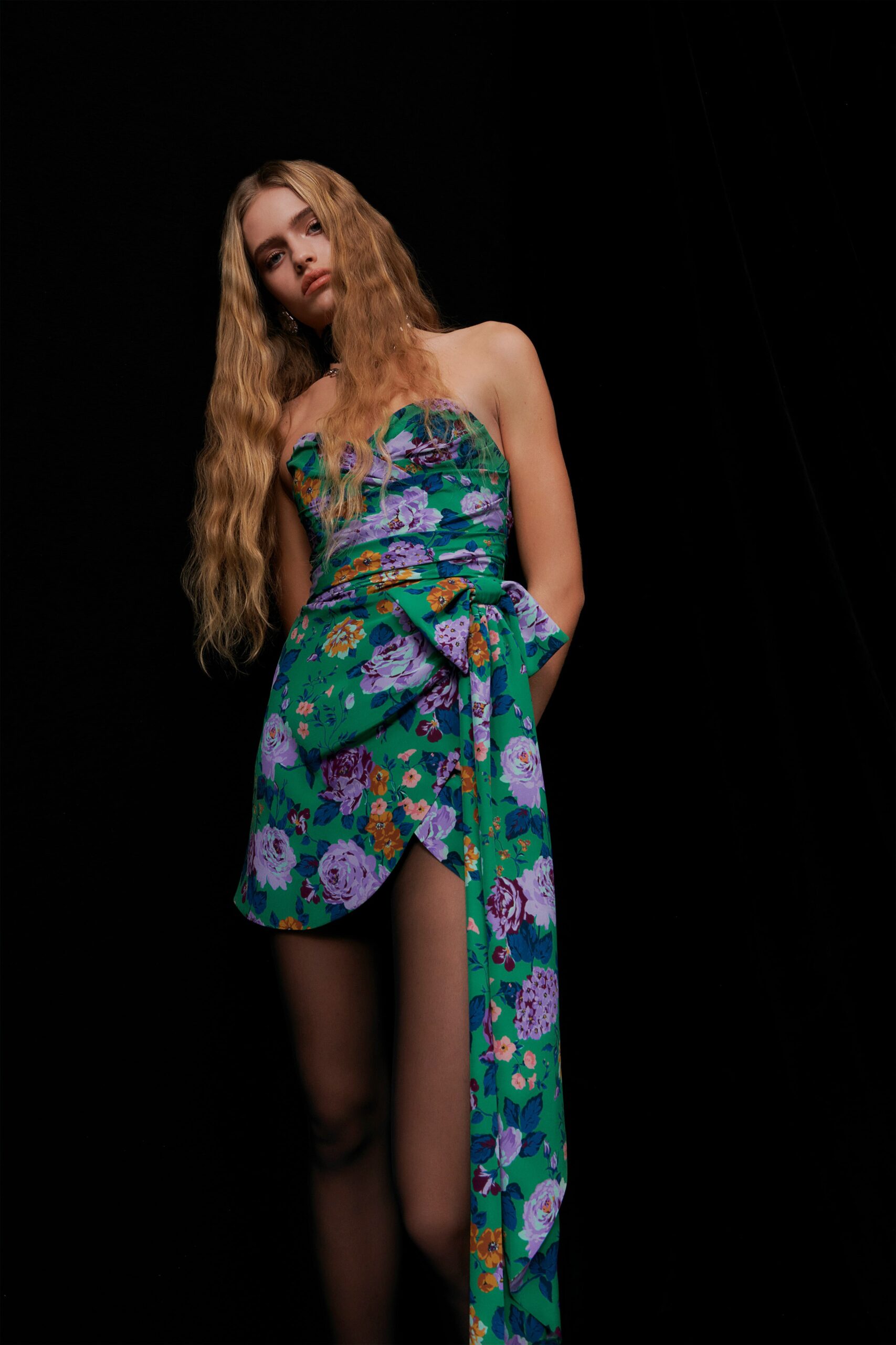 floral green mini dress