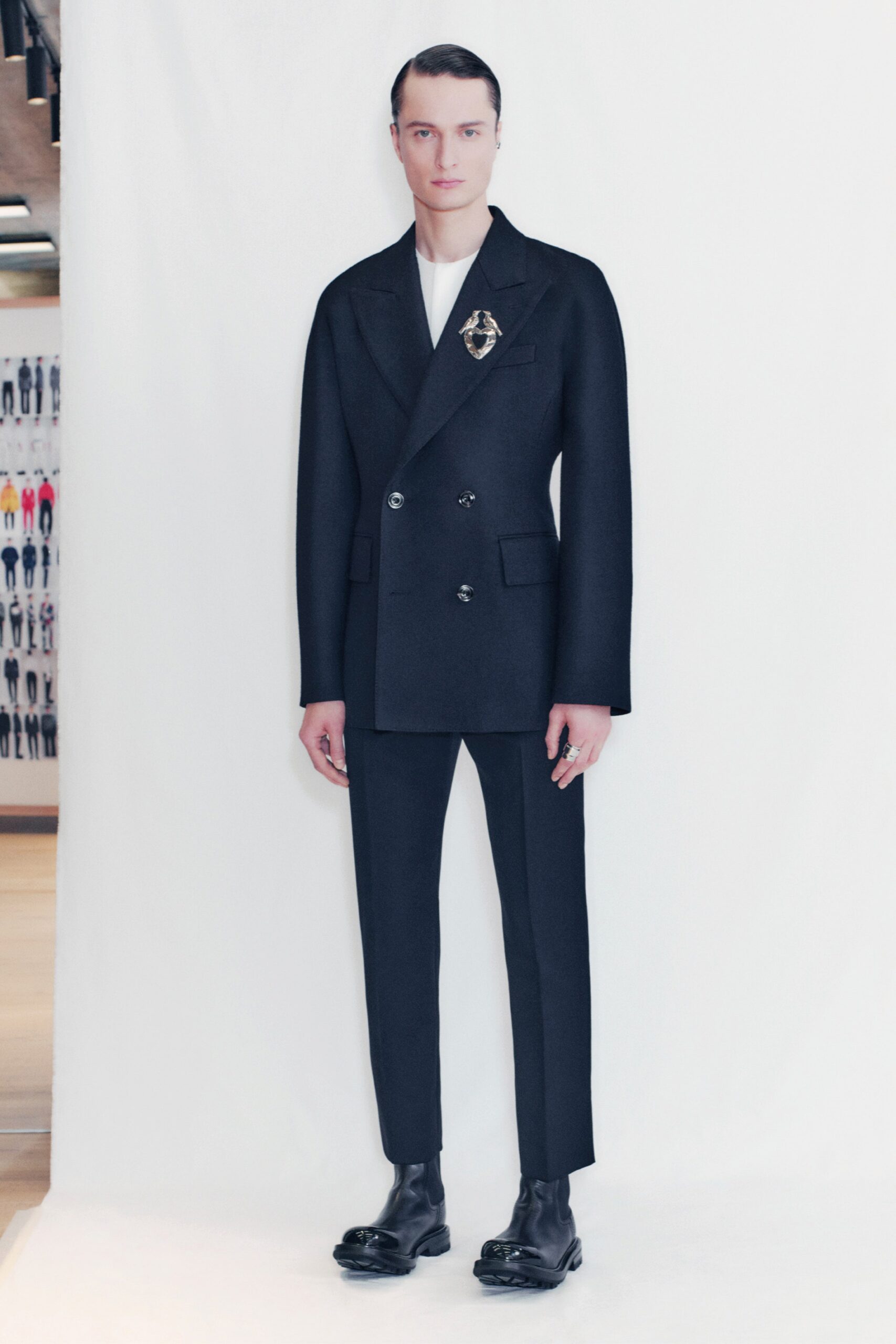 black tailored suit with shoes