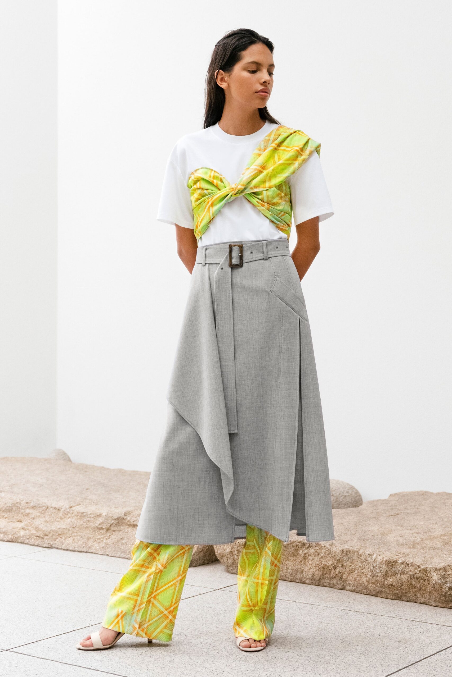green cotton fitted printed pants
