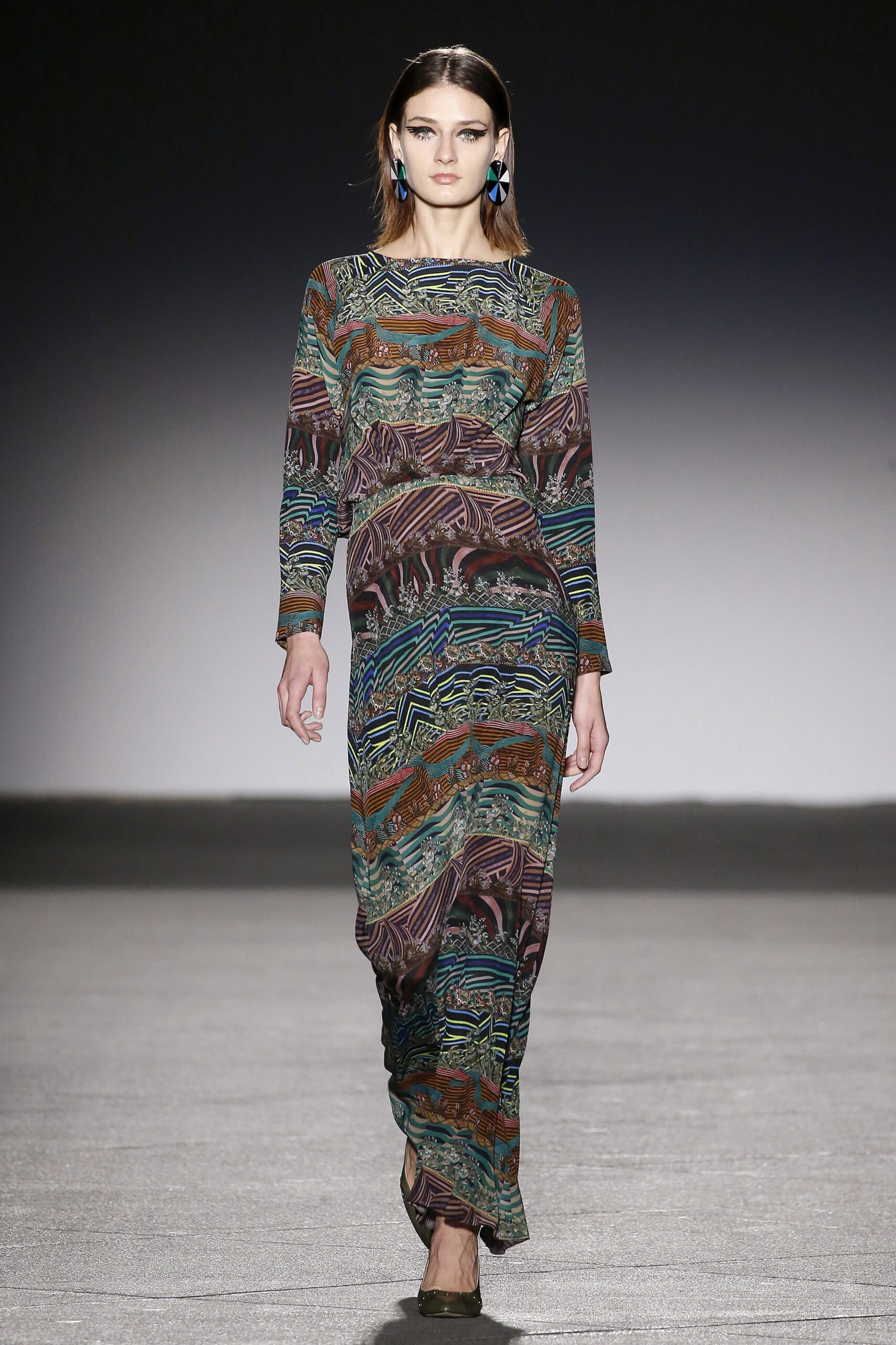 multi-colored long-sleeve dress