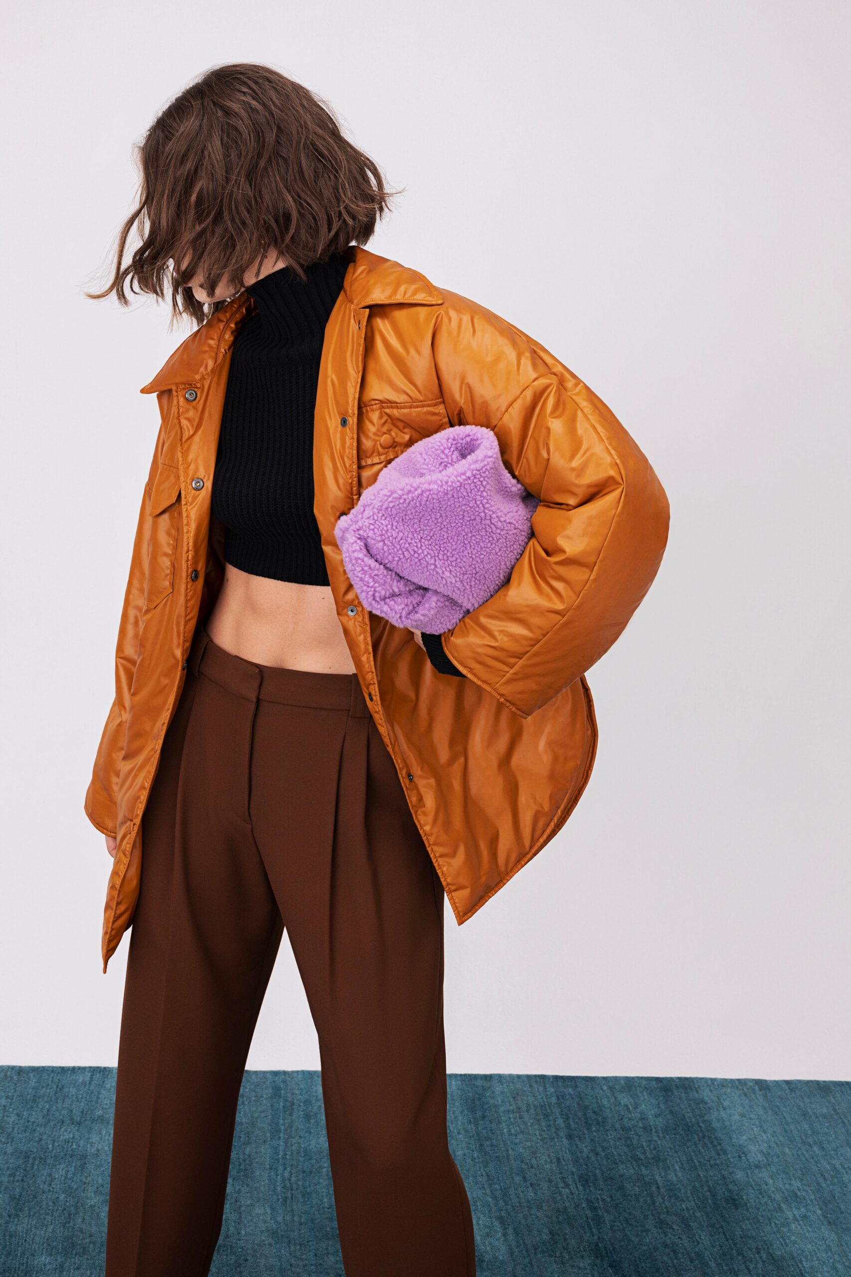 brown wool tailored pleated pants