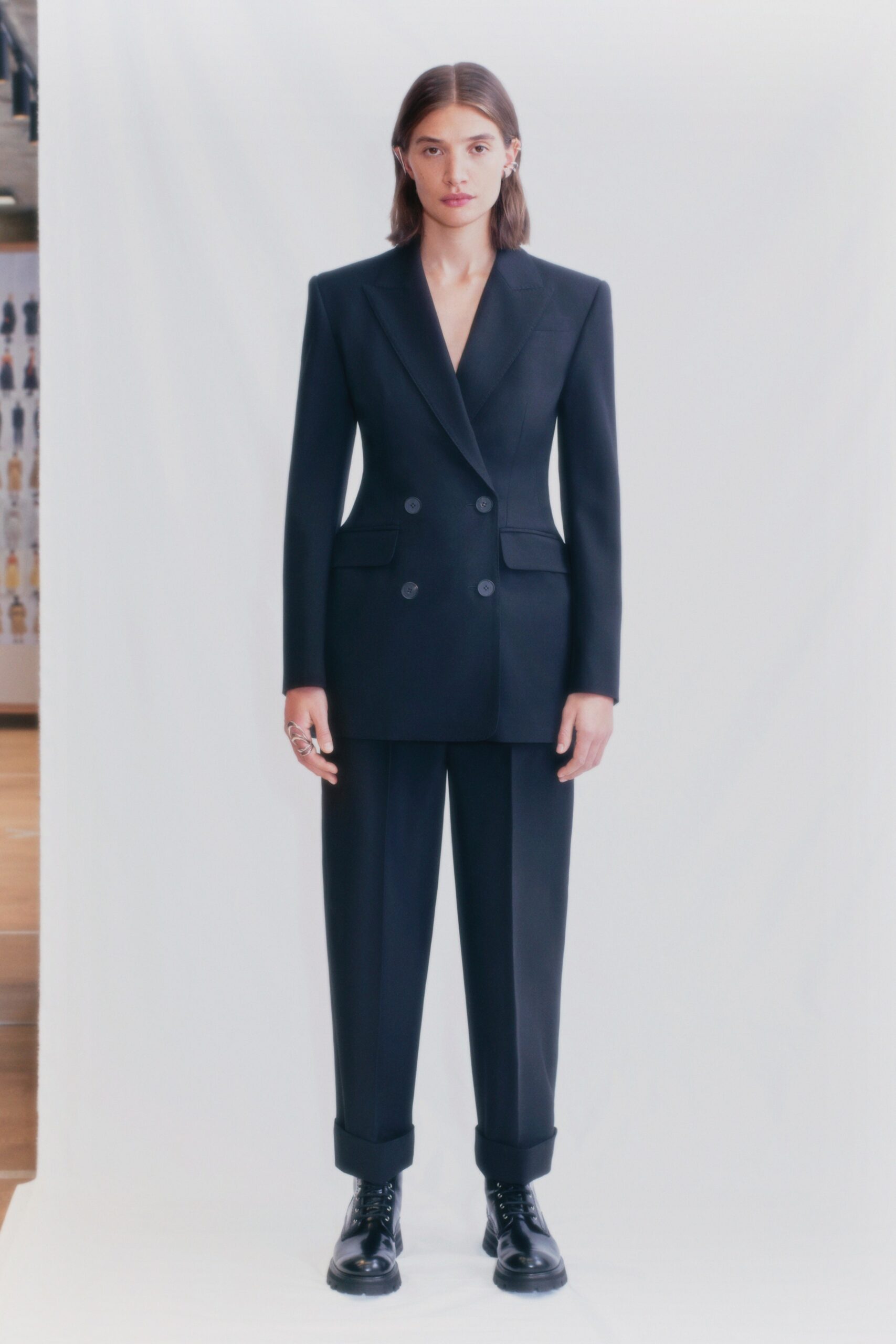 black tailored suit with relaxed pants