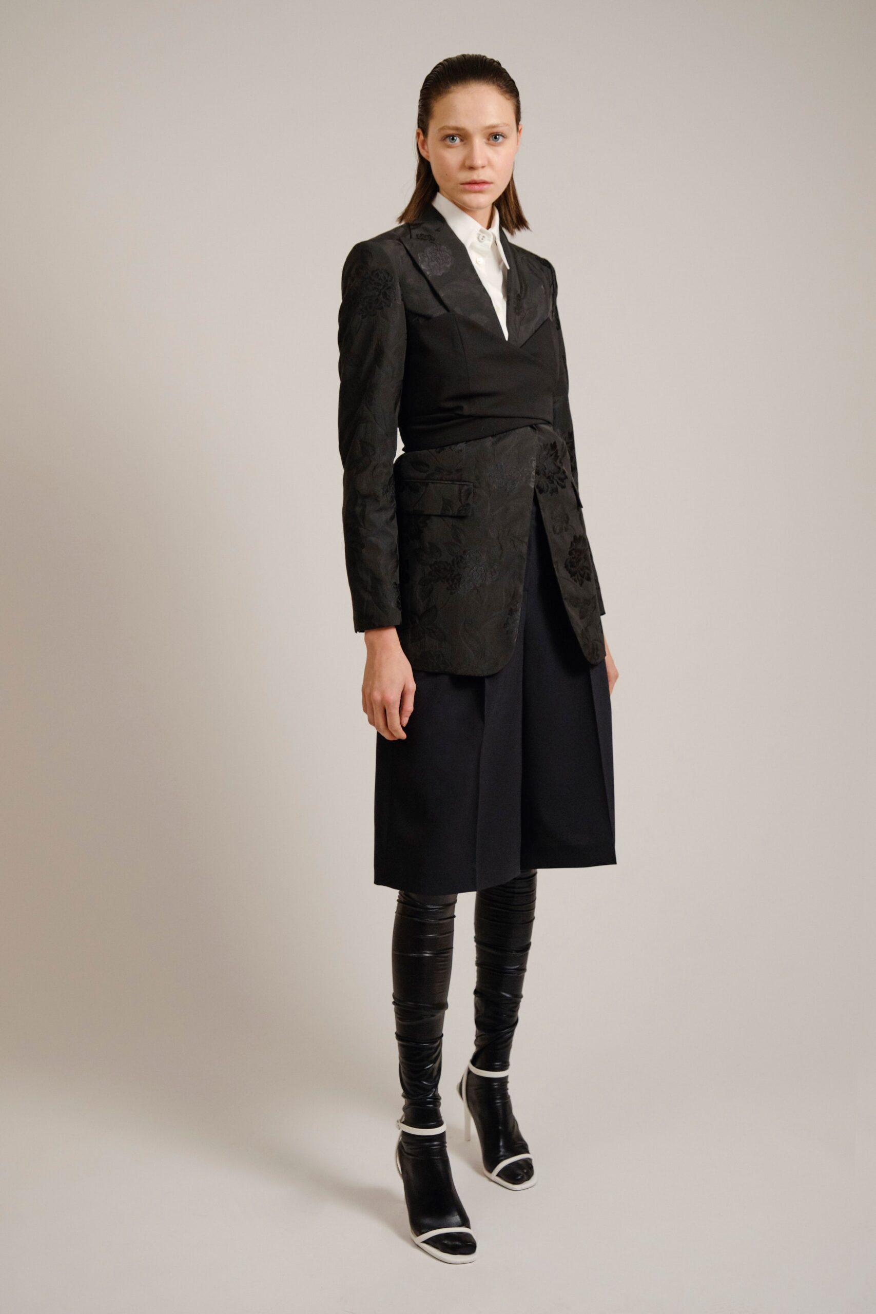 black silk relaxed wide-leg culottes