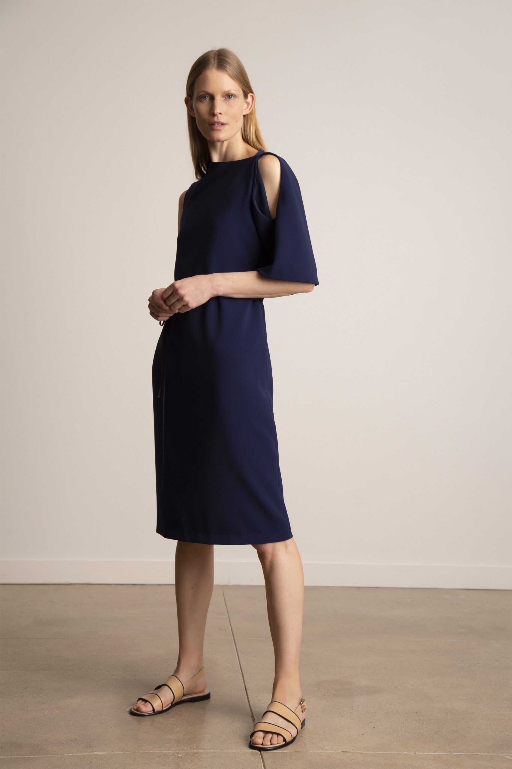 blue midi dress with cutouts