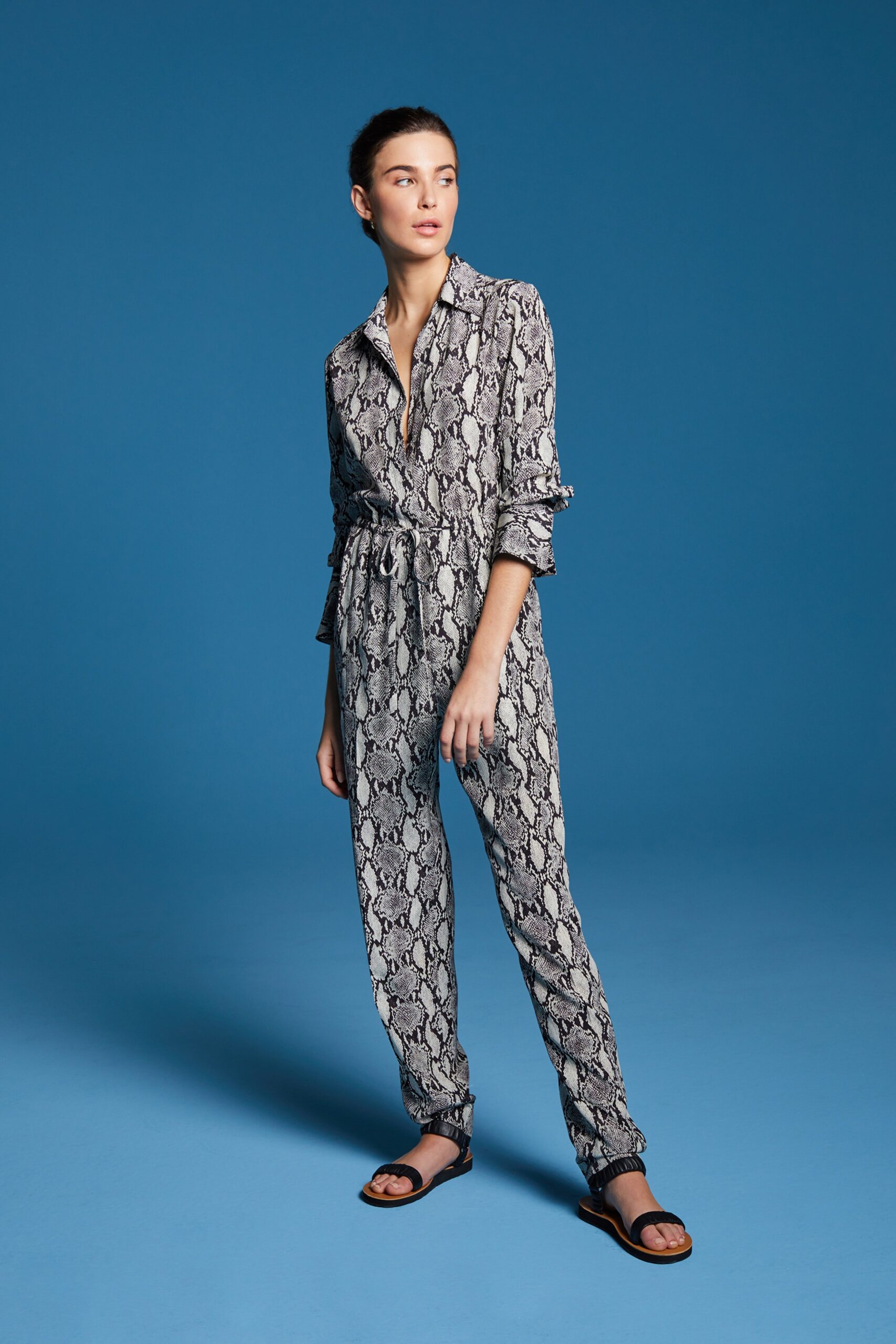 black and white printed jumpsuit