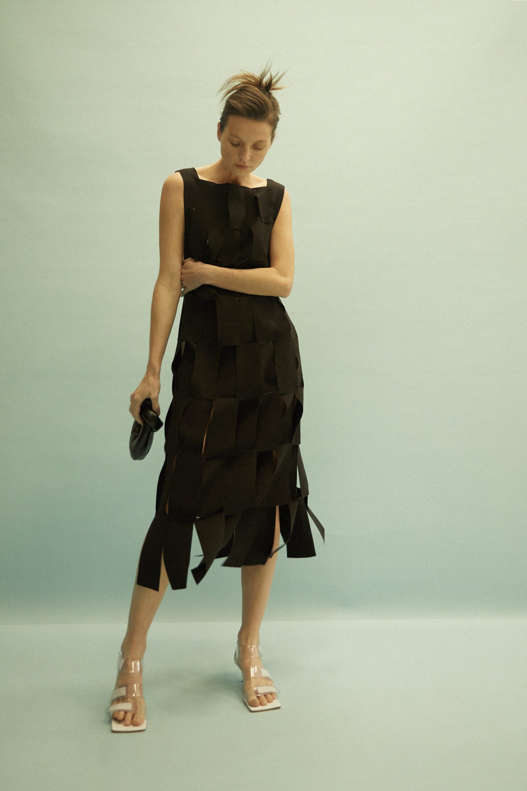 black layered sleeveless dress