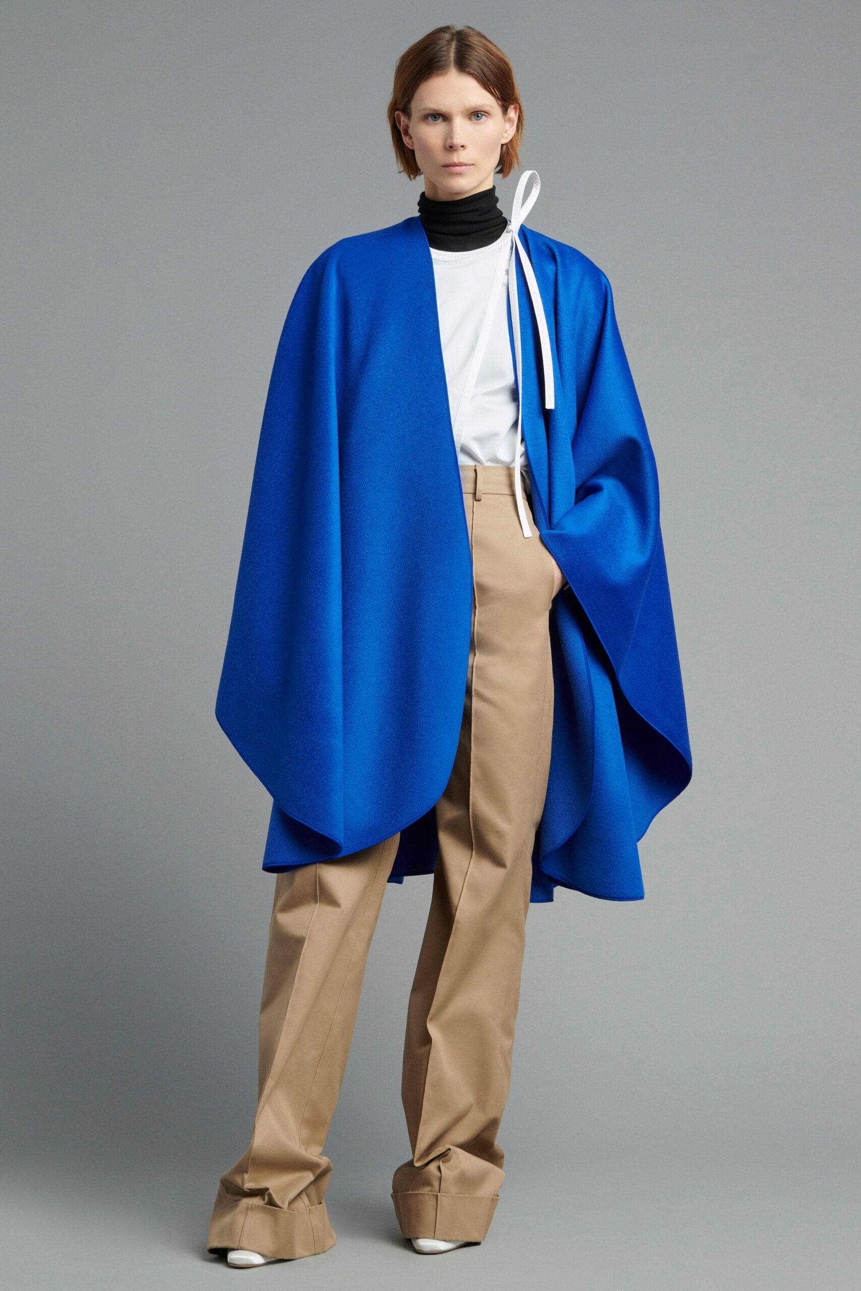 blue wool relaxed cape