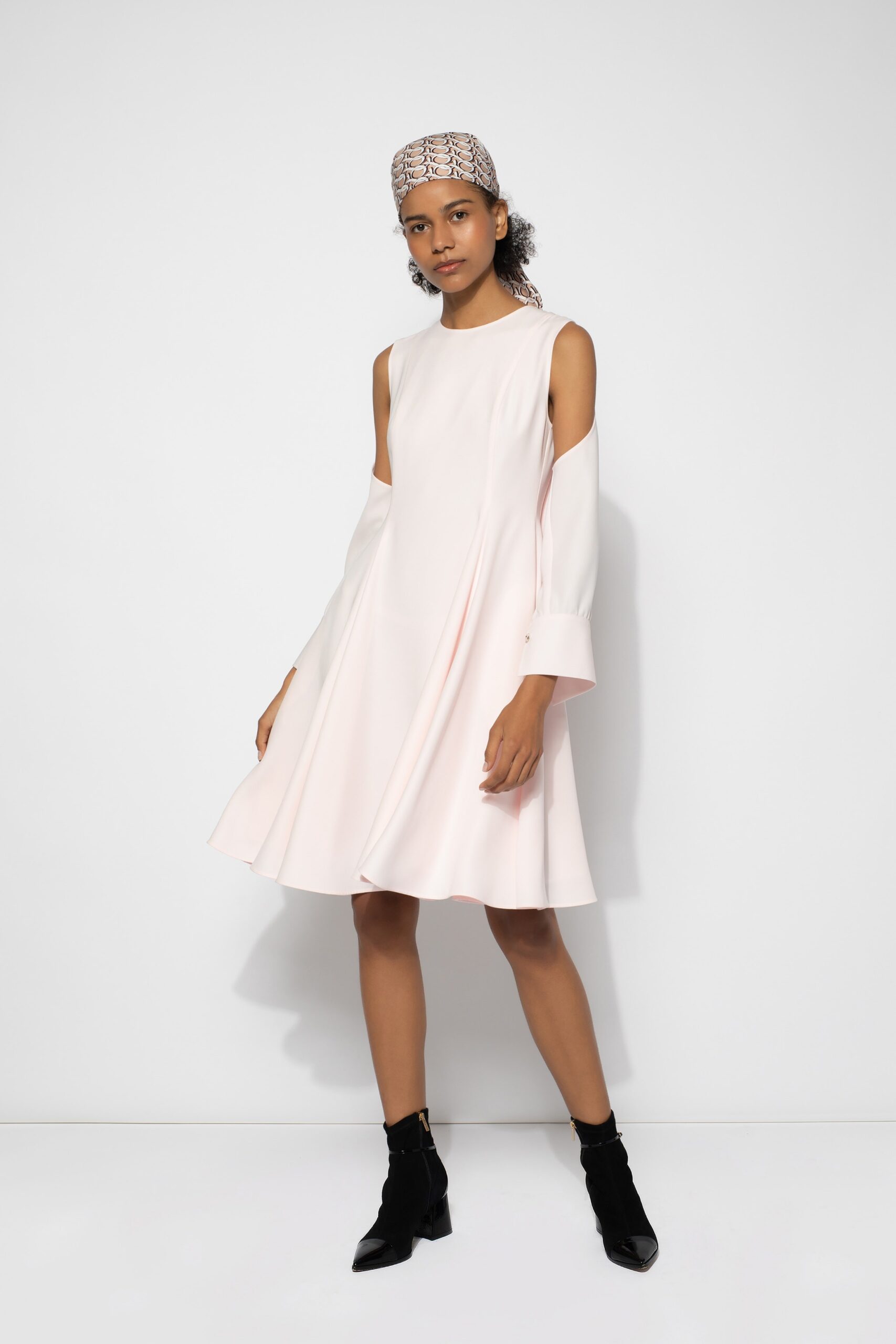 pink cotton sleeveless cutout relaxed a-line mini dress