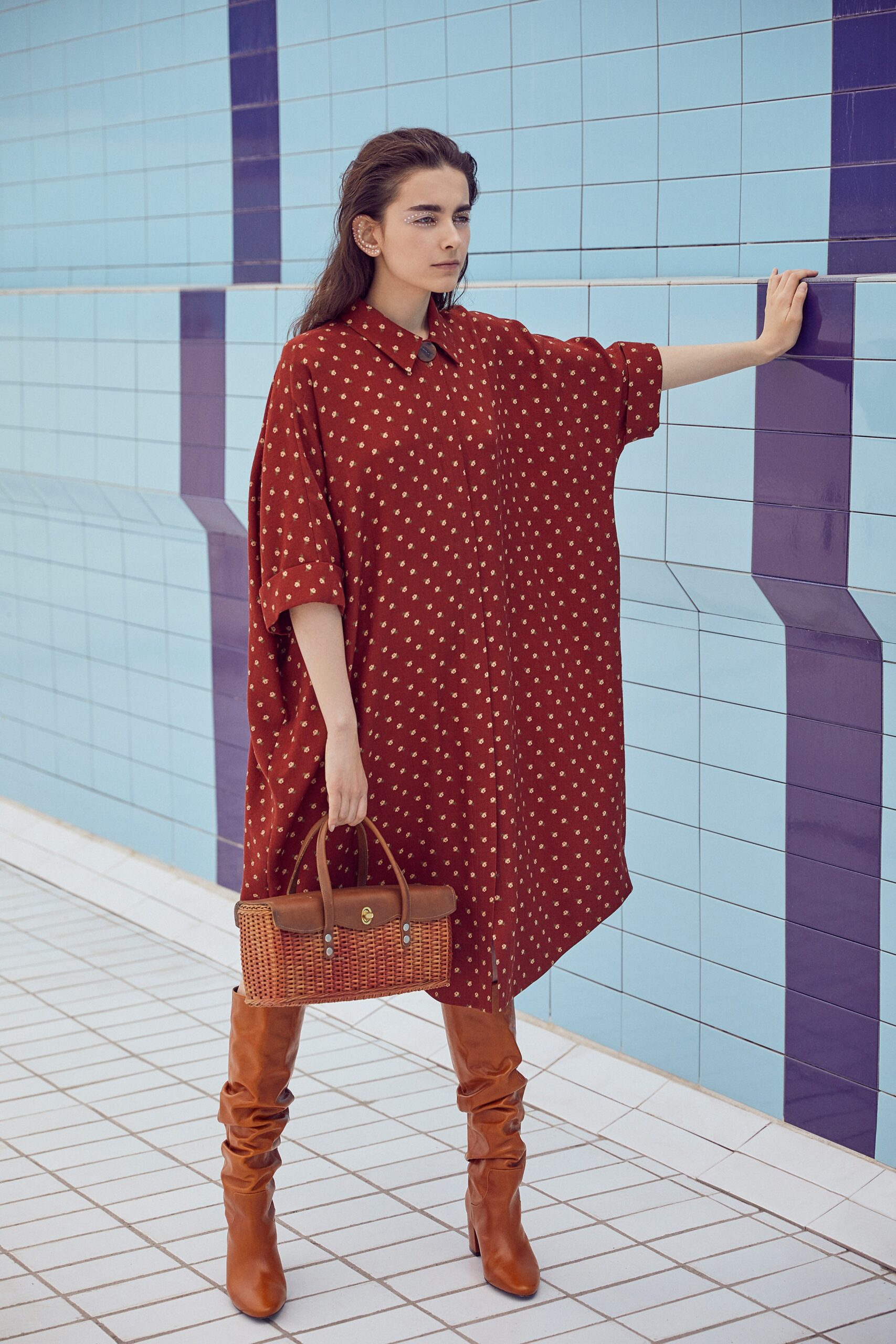 oversized red polka-dot dress