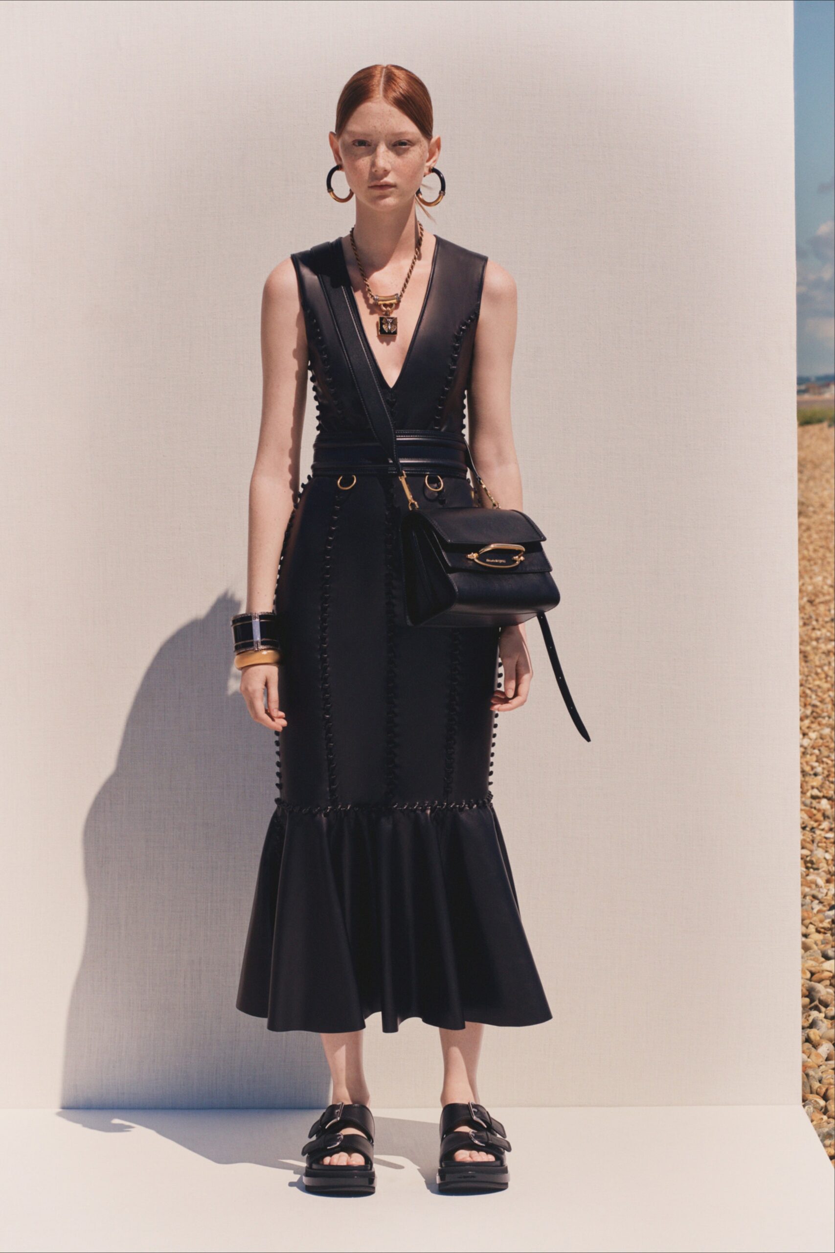 black leather zippered bag