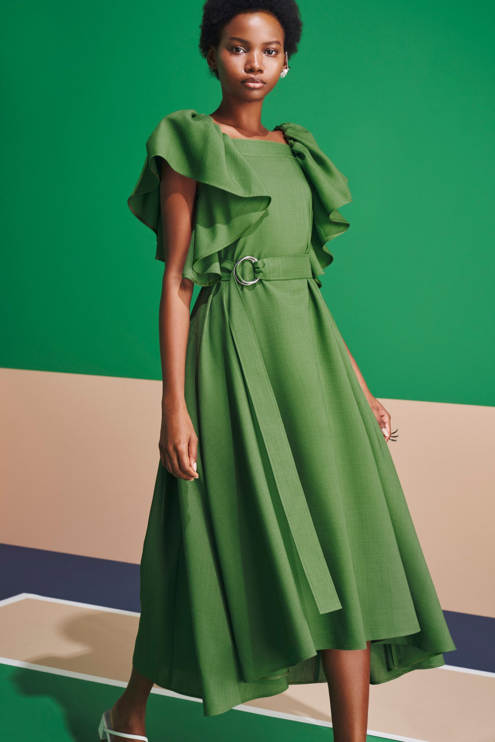 green cotton sleeveless dress