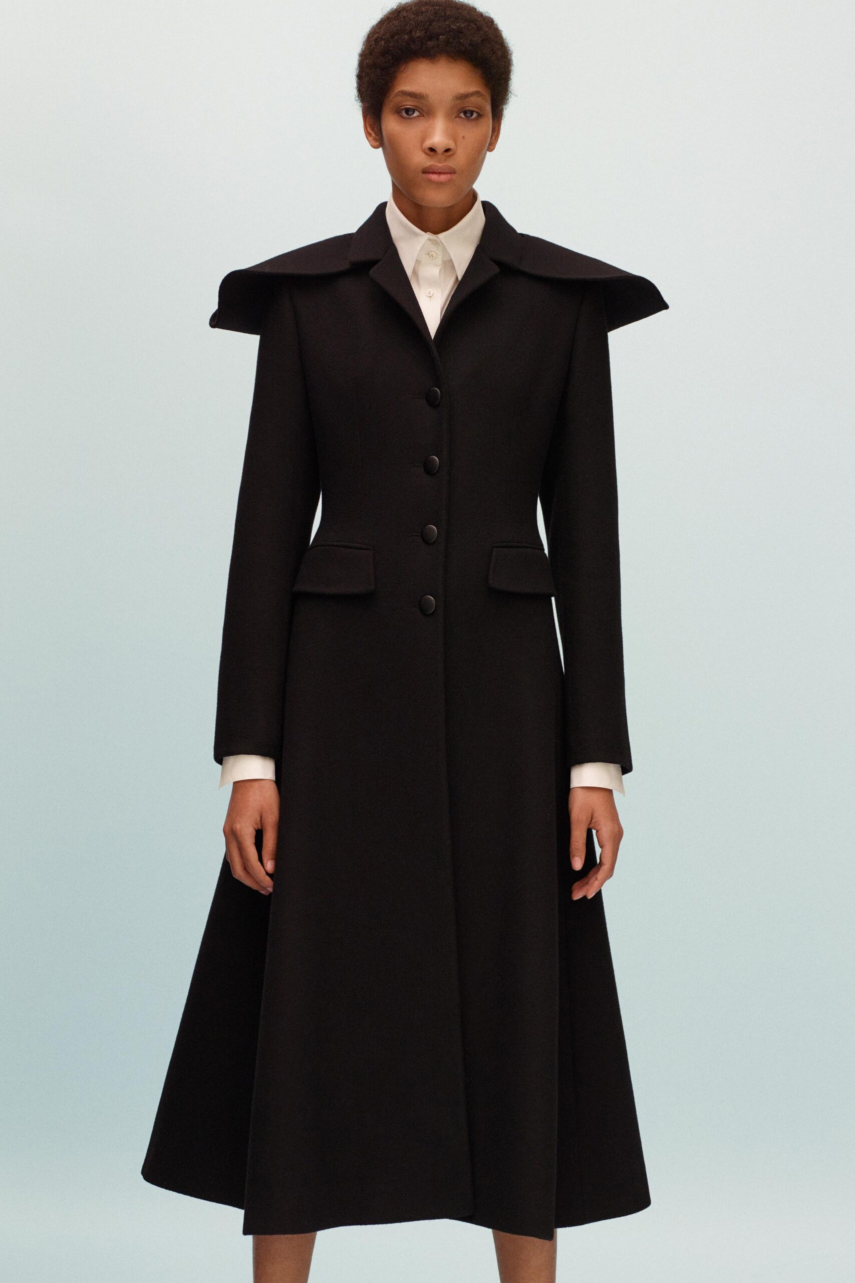 black wool fitted coat