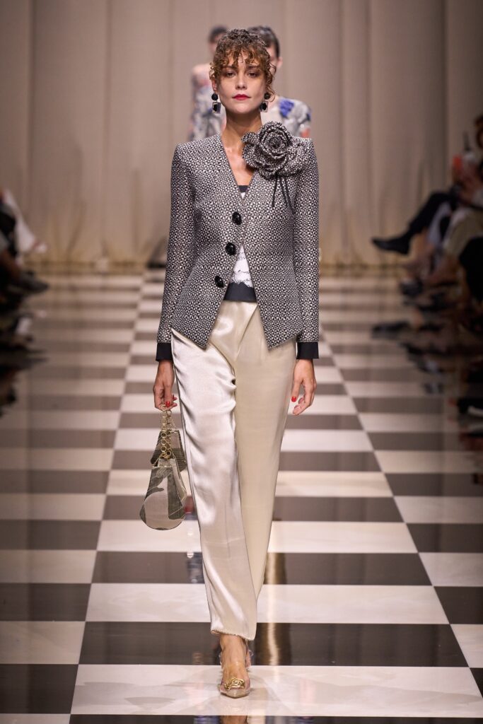 tailored black and white blazer