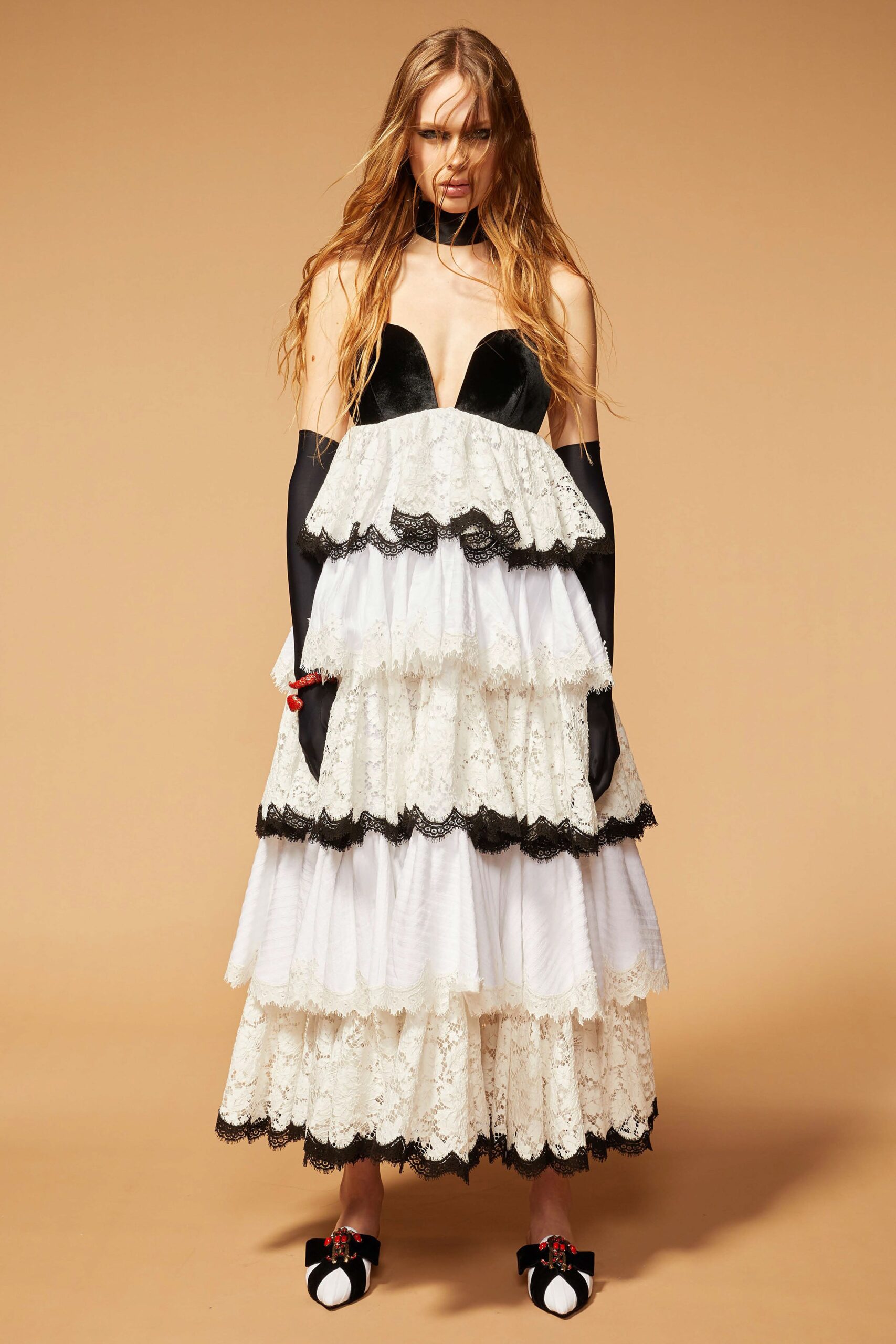 black and white tiered dress