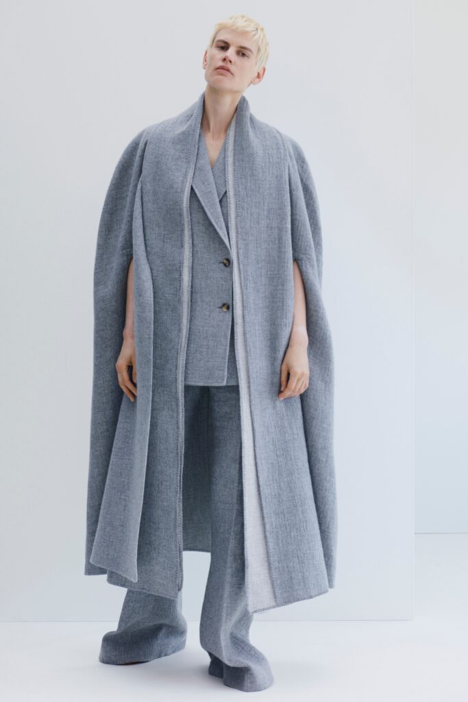 gray wool cape and suit