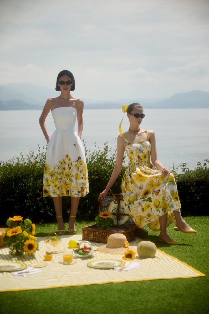 A fitted floral cotton sleeveless dress with a V-neckline, perfect for summer outings.