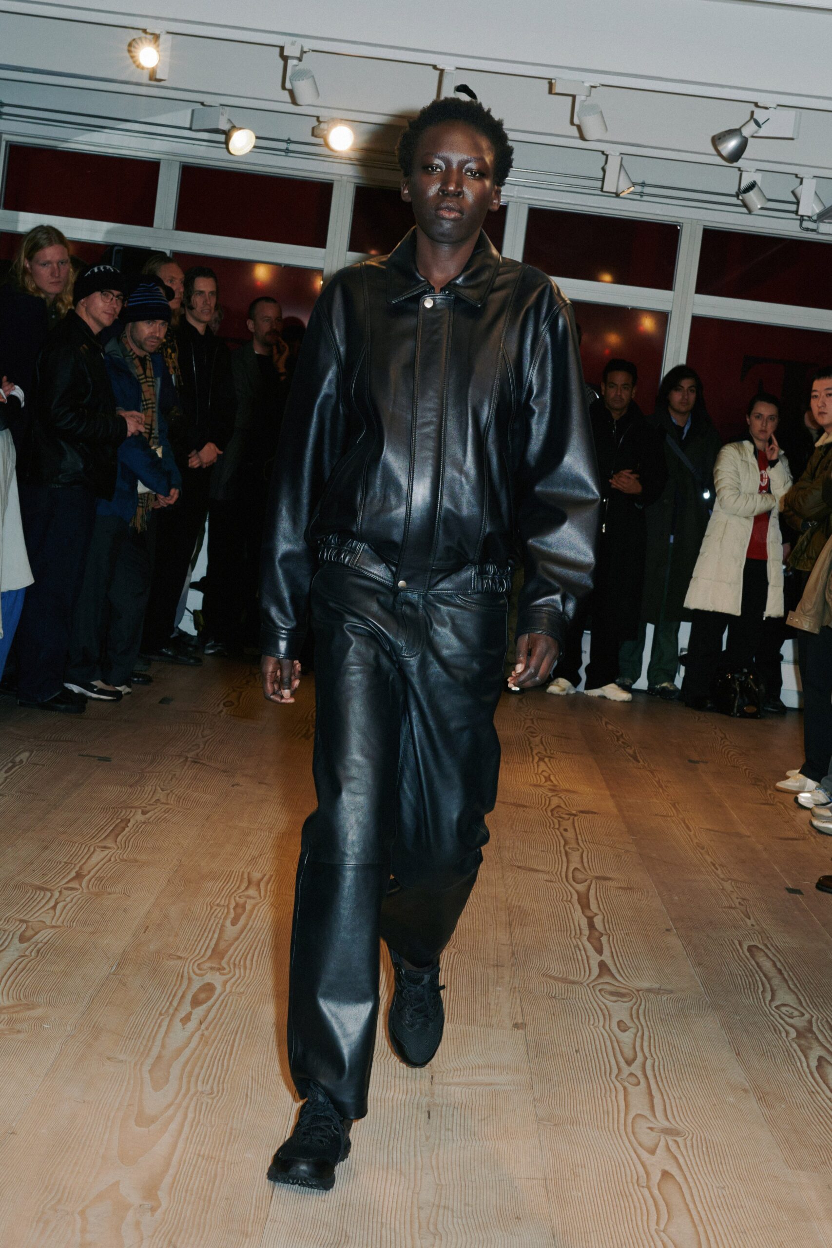 black leather jacket and pants