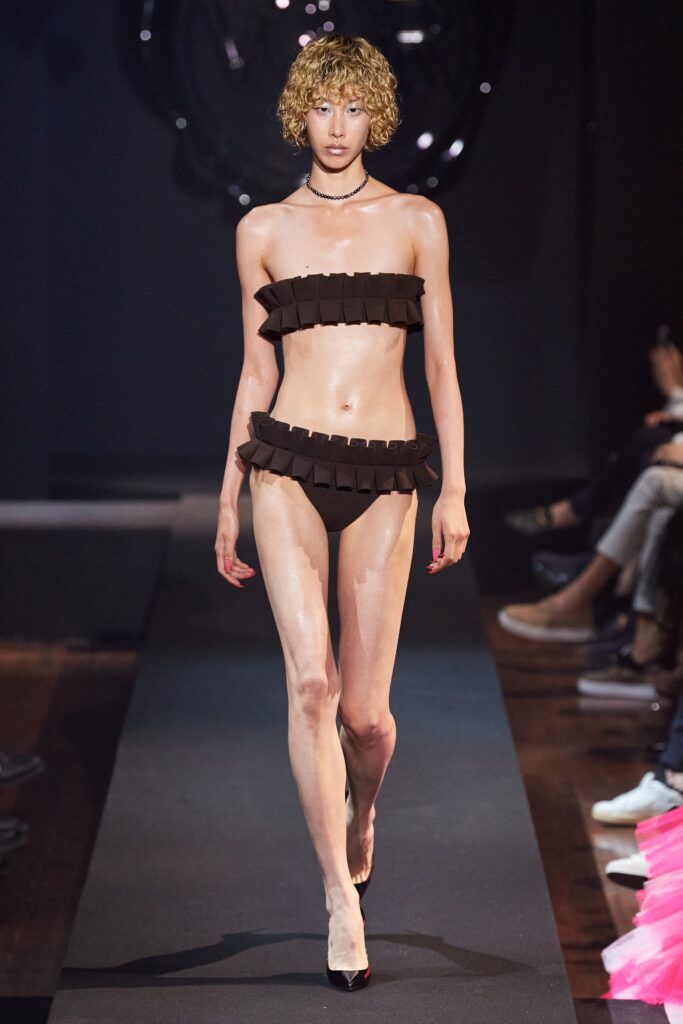 brown ruffled bikini