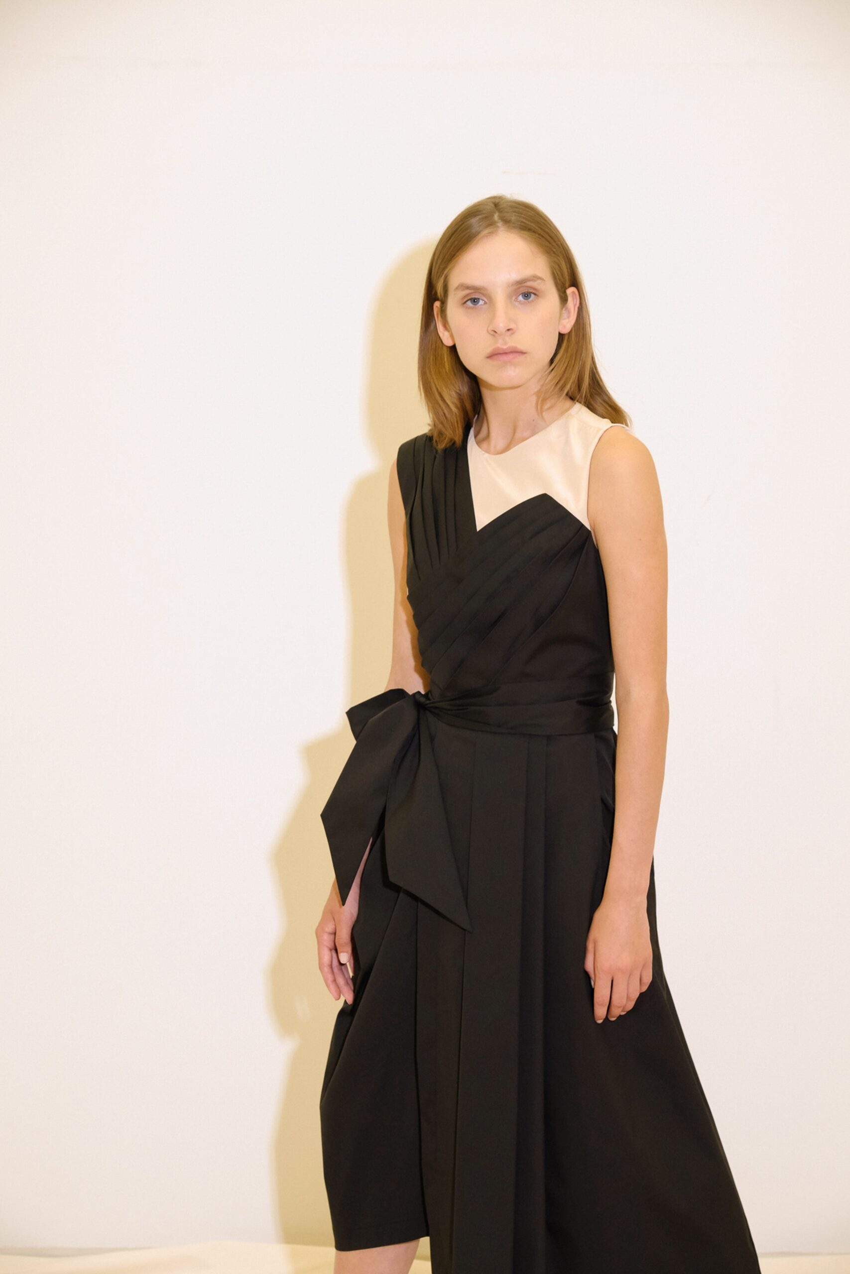 black silk sleeveless dress