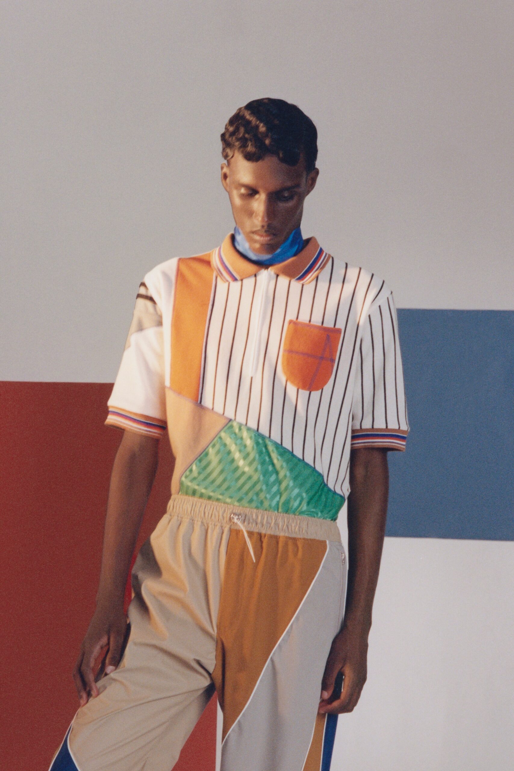 color-blocked relaxed shirt and cargo pants