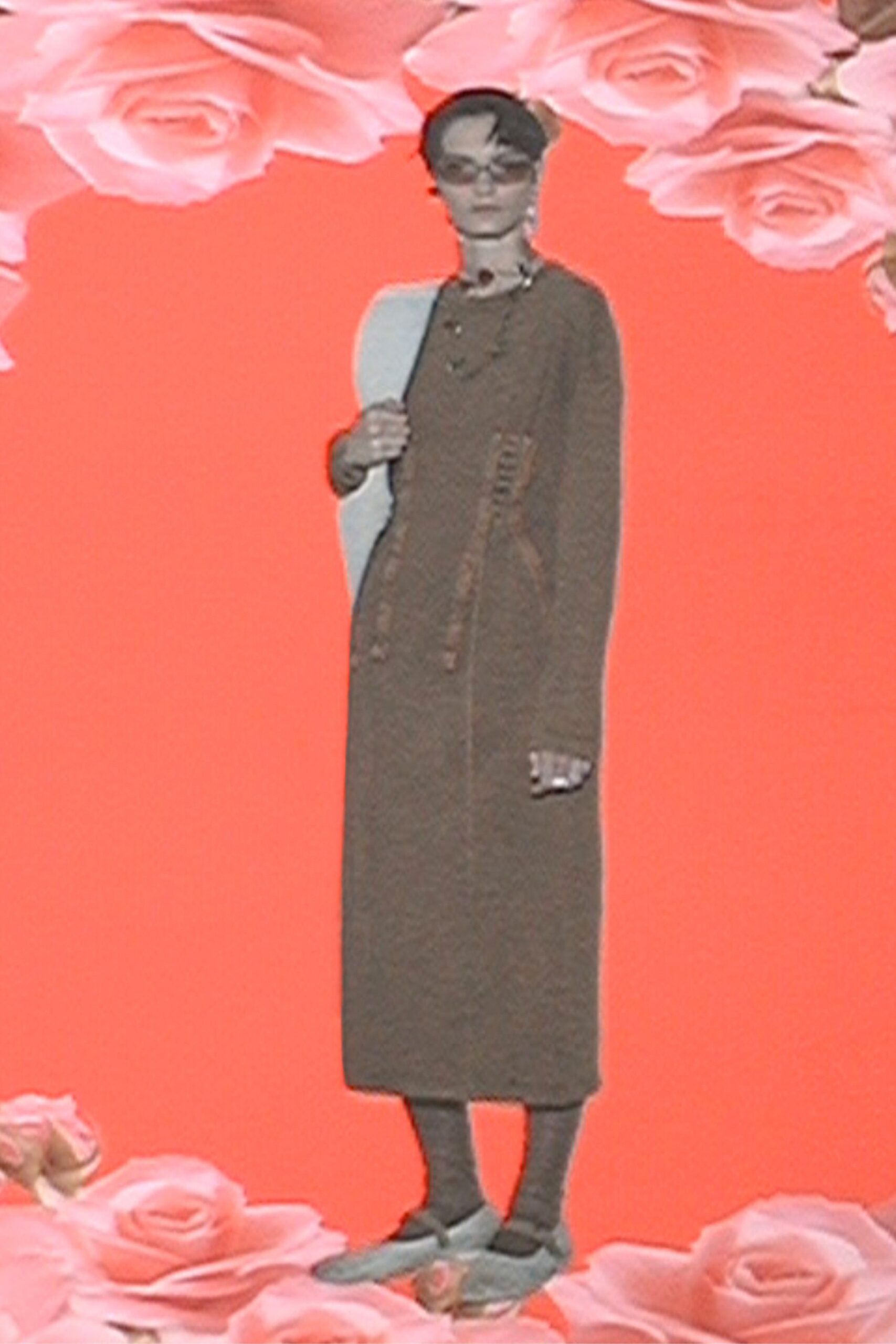 brown fitted long-sleeve dress