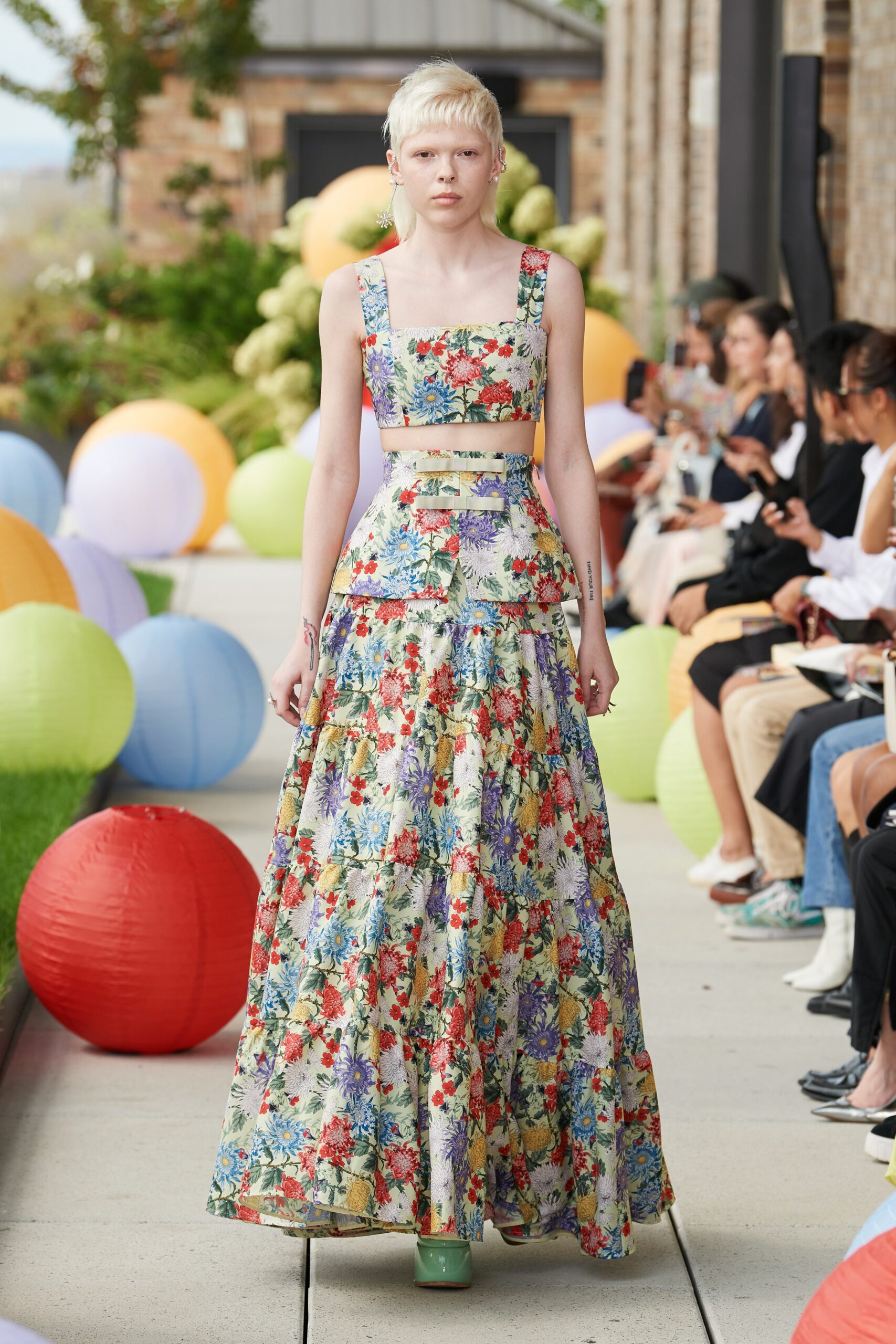 multi floral tiered maxi dress