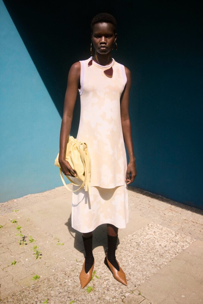 white beige silk midi dress