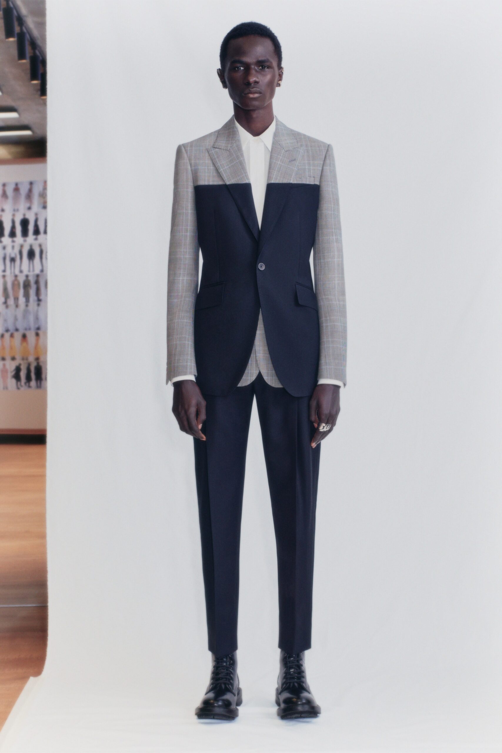 gray and black tailored suit