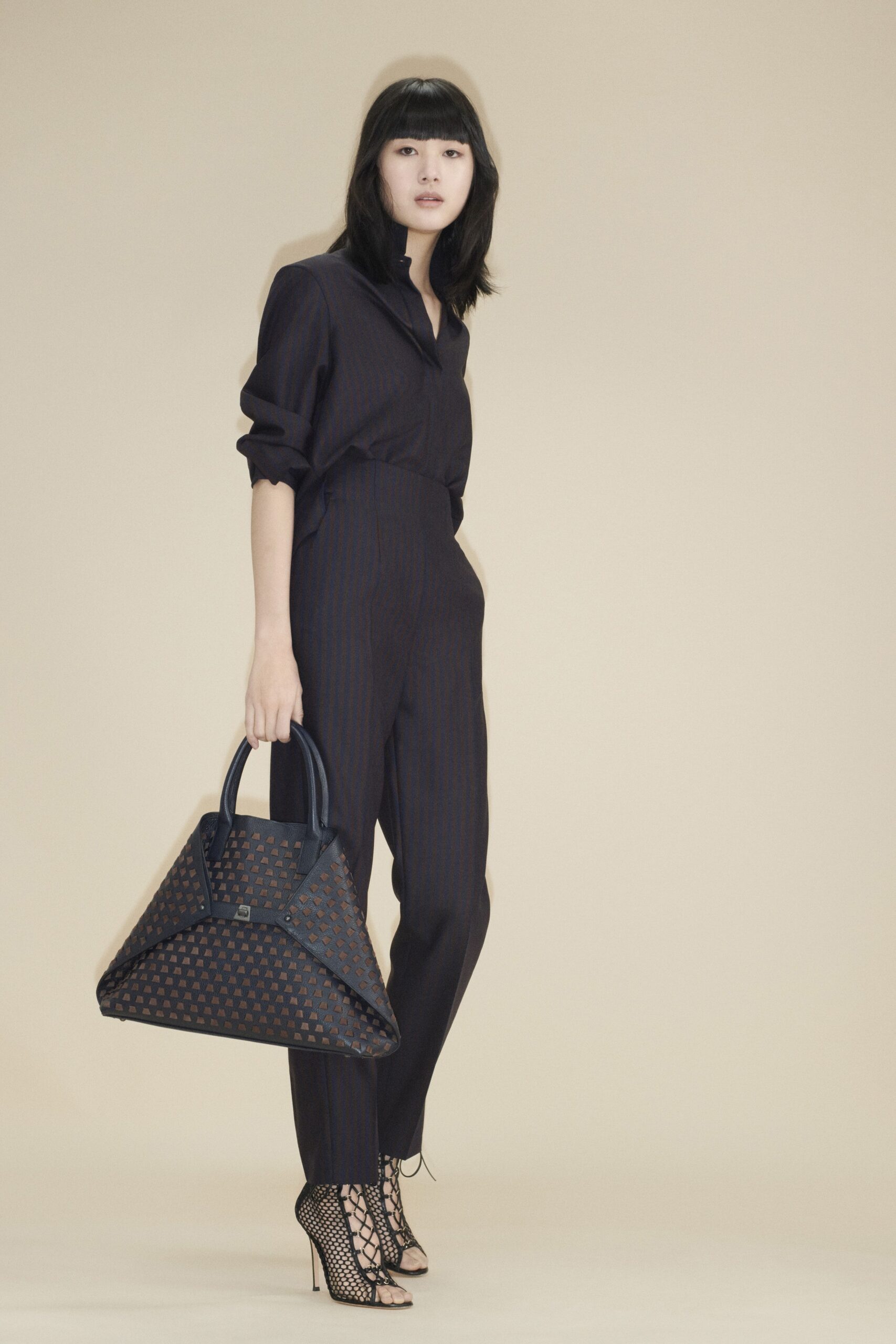 brown leather structured bag