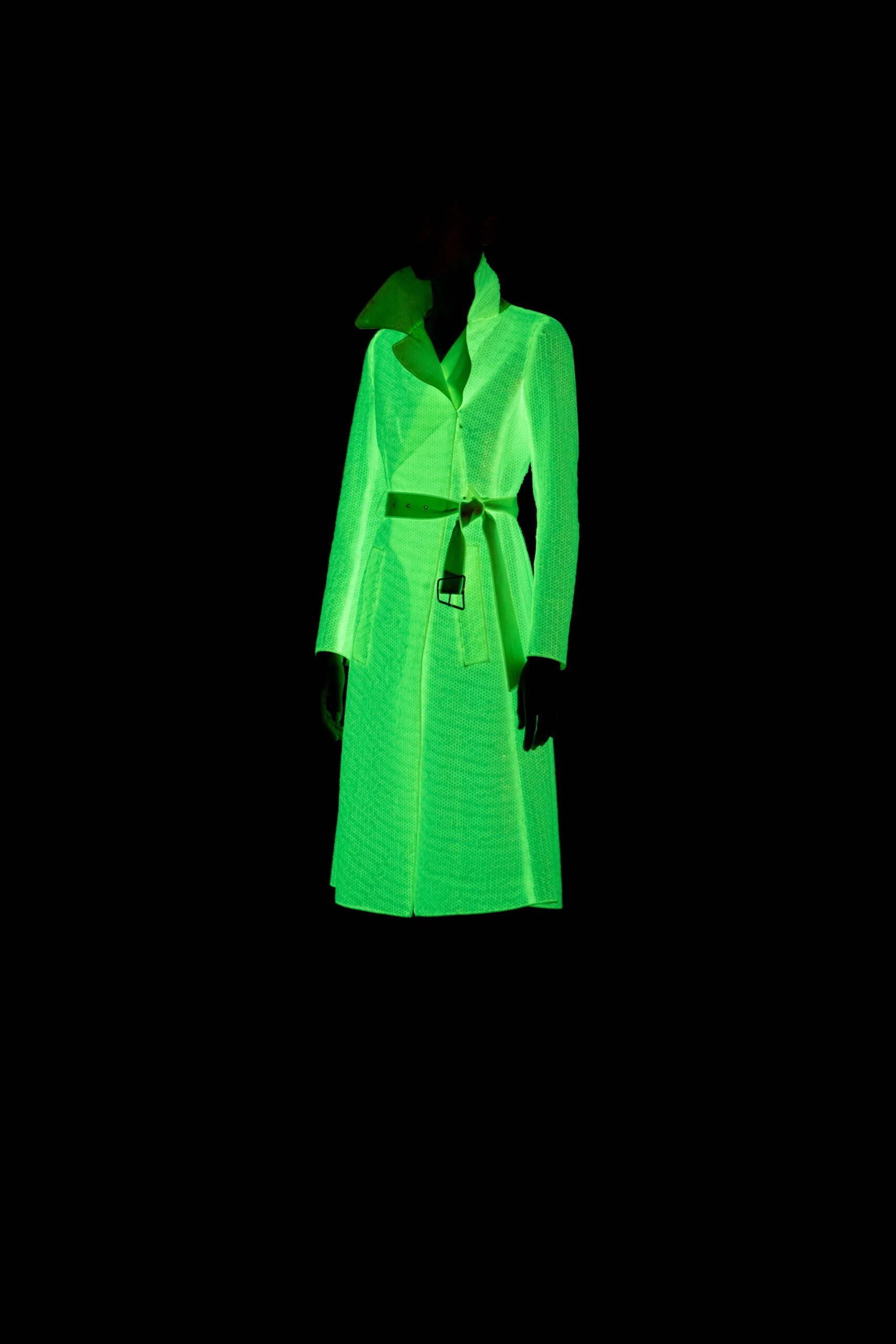 fitted green vinyl coat