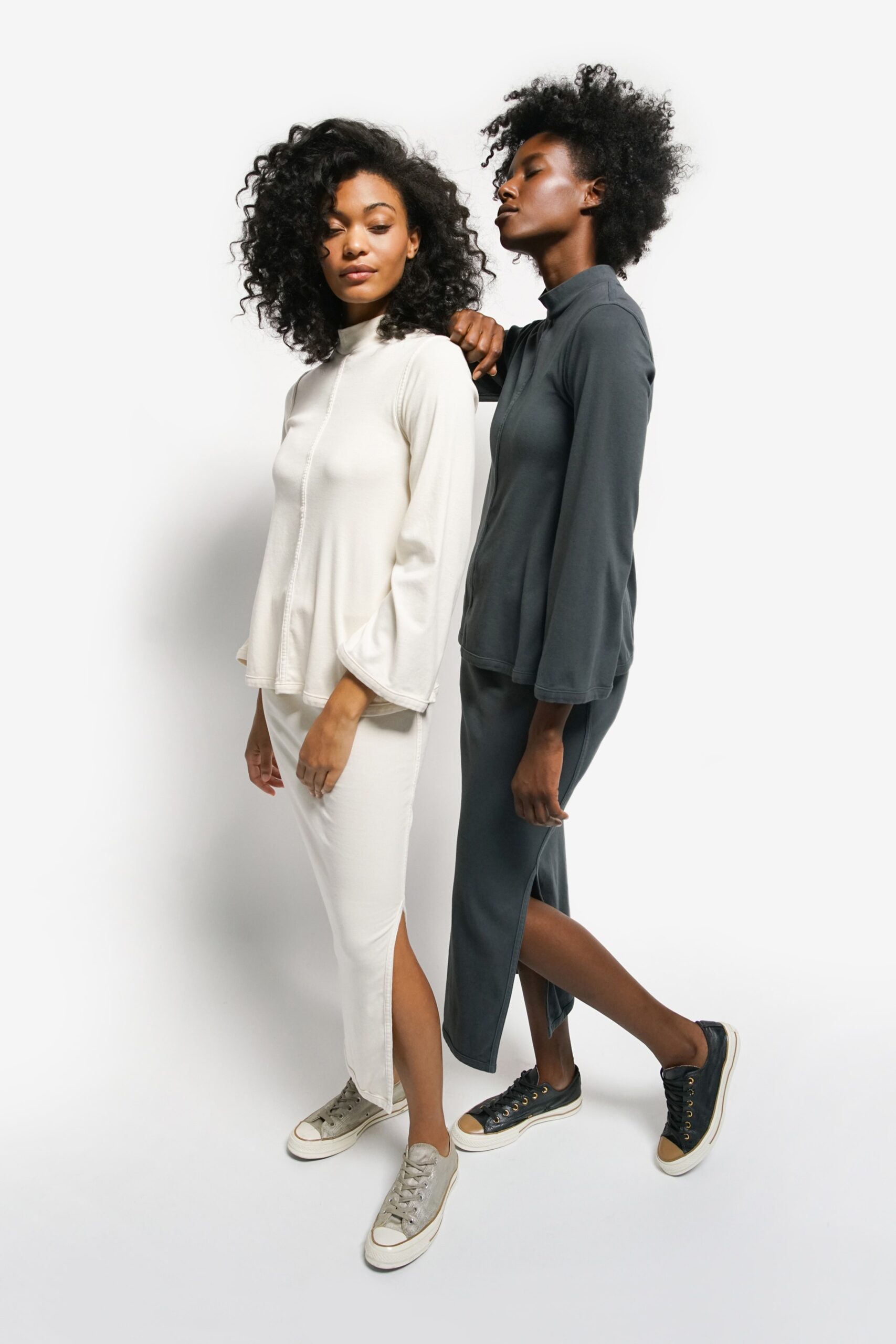fitted midi dresses with high necks