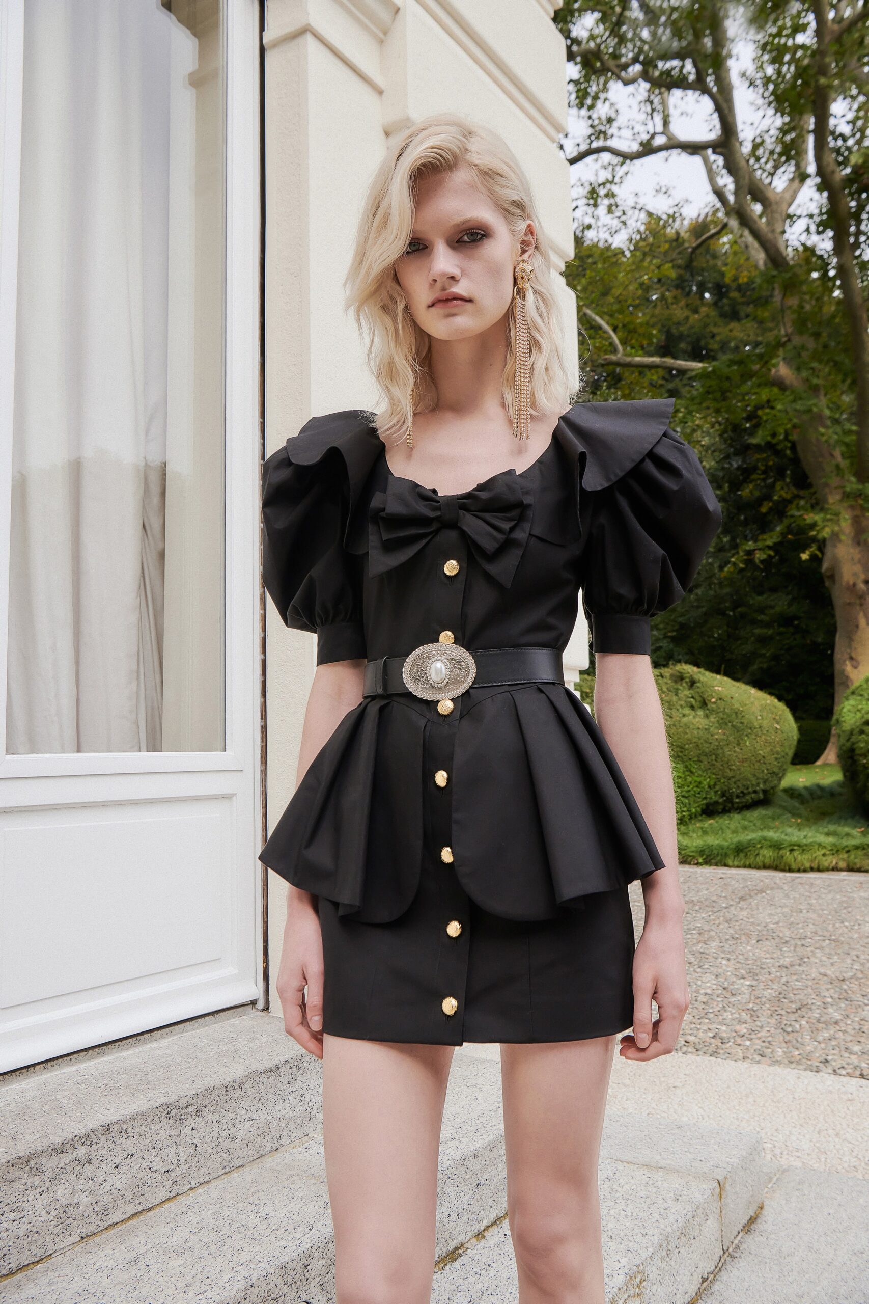 black fitted mini dress