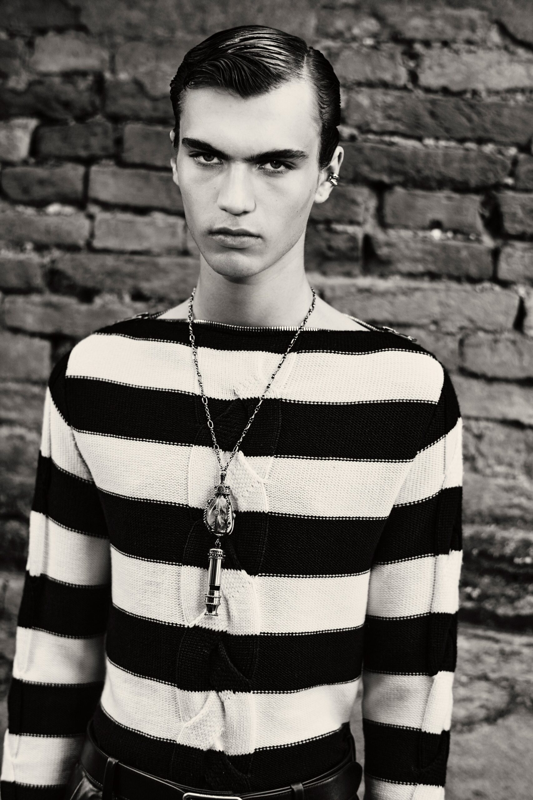 black and white striped sweater