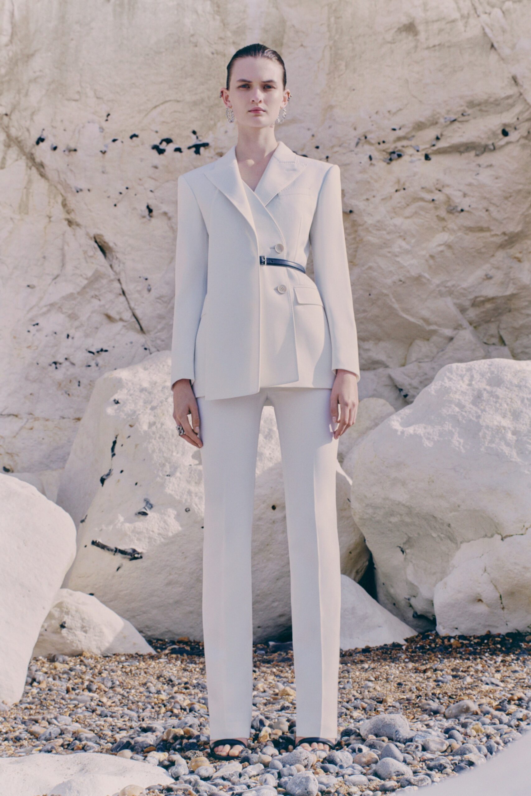 white tailored suit