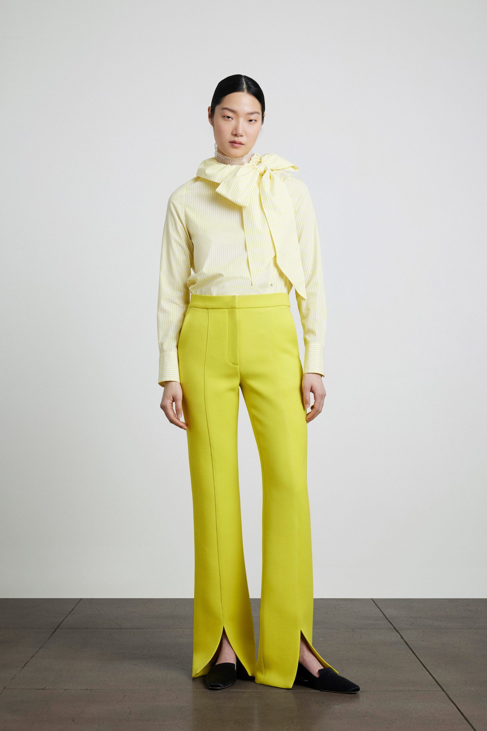 yellow striped shirt green pants