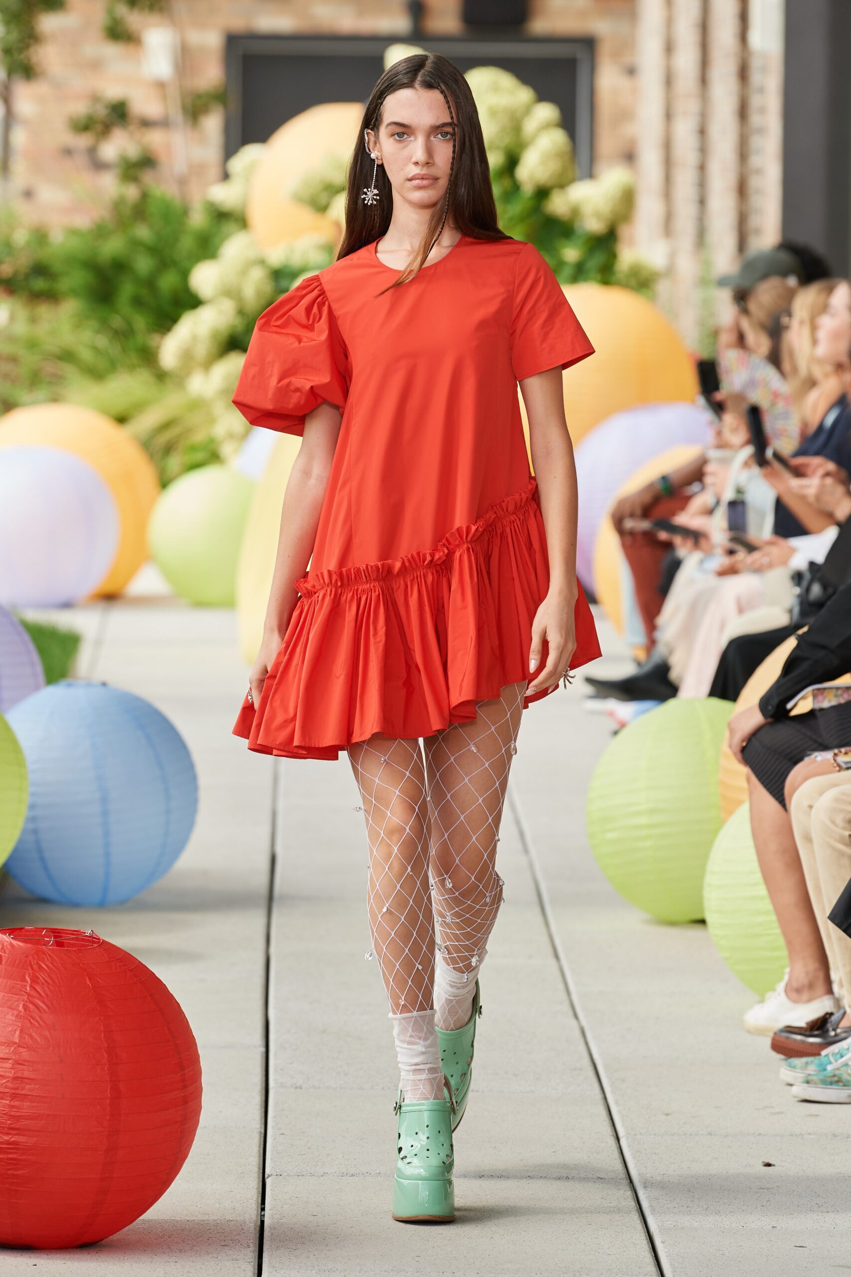 red mini dress with ruffles