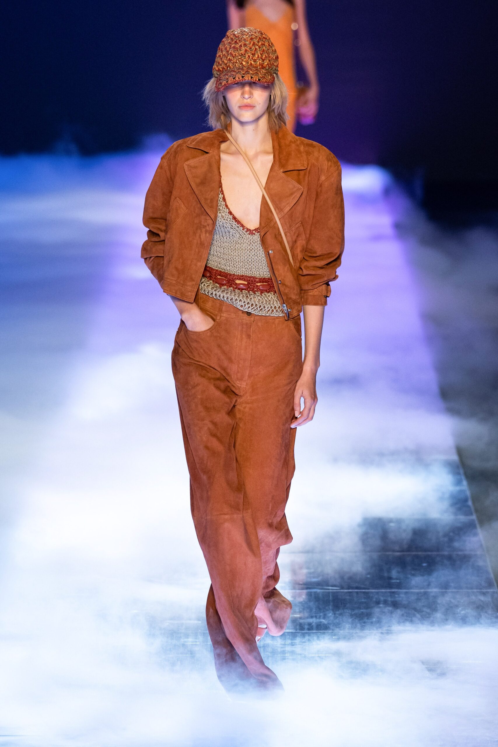 brown suede jacket and pants